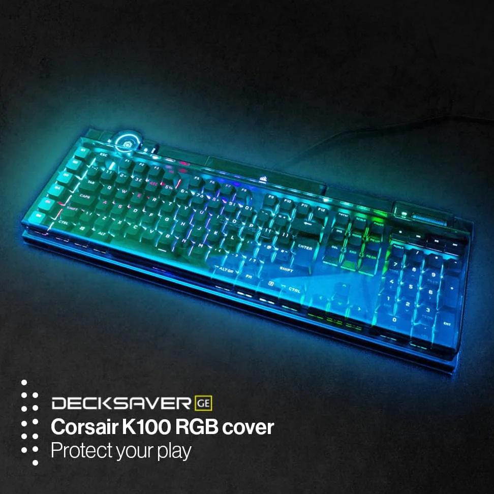 Decksaver Copertura per la Serie di Tastiere Corsair K100 RGB - Coperchio Protettiva Fumé/Chiara, Realizzata nel Regno Unito