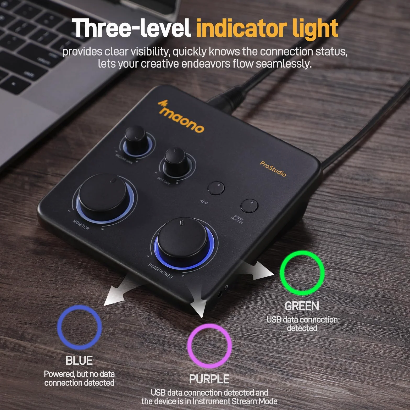 Interfaccia audio USB MAONO per PC: interfaccia con ingresso XLR 24-bit/192kHz, software di routing LOOPBACK, driver ASIO per registrazione musicale, home-studio, chitarra, podcast, DAW (PS22 Lite