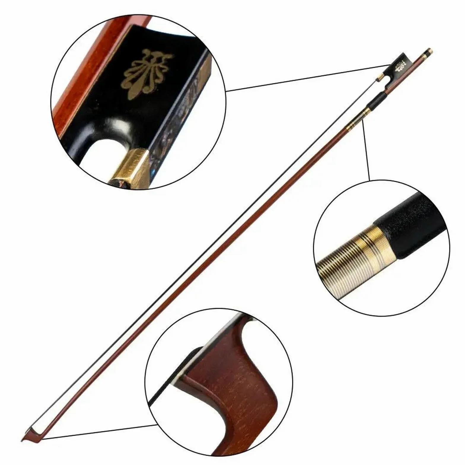 Arco Per Violino Archetto Per Violino 4/4 Nasetto Tondo In Ebano Parti Accessori Strumenti Musicali Per Principianti | Arco per violino