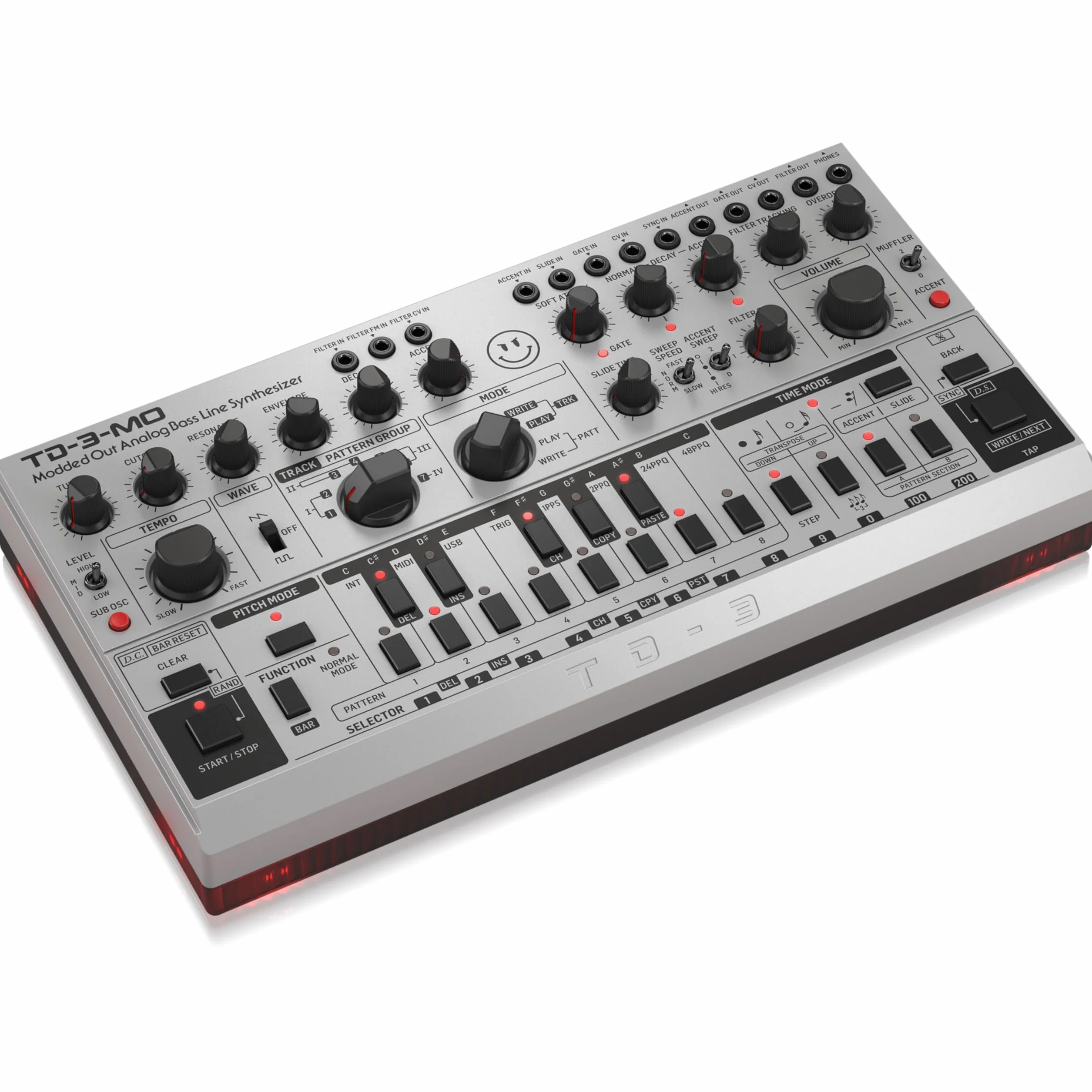 Behringer TD-3-MO-SR Sintetizzatore di linea di basso analogico "Modded Out" con VCO, VCF controllabile tramite MIDI e oscillatore sub-armonico