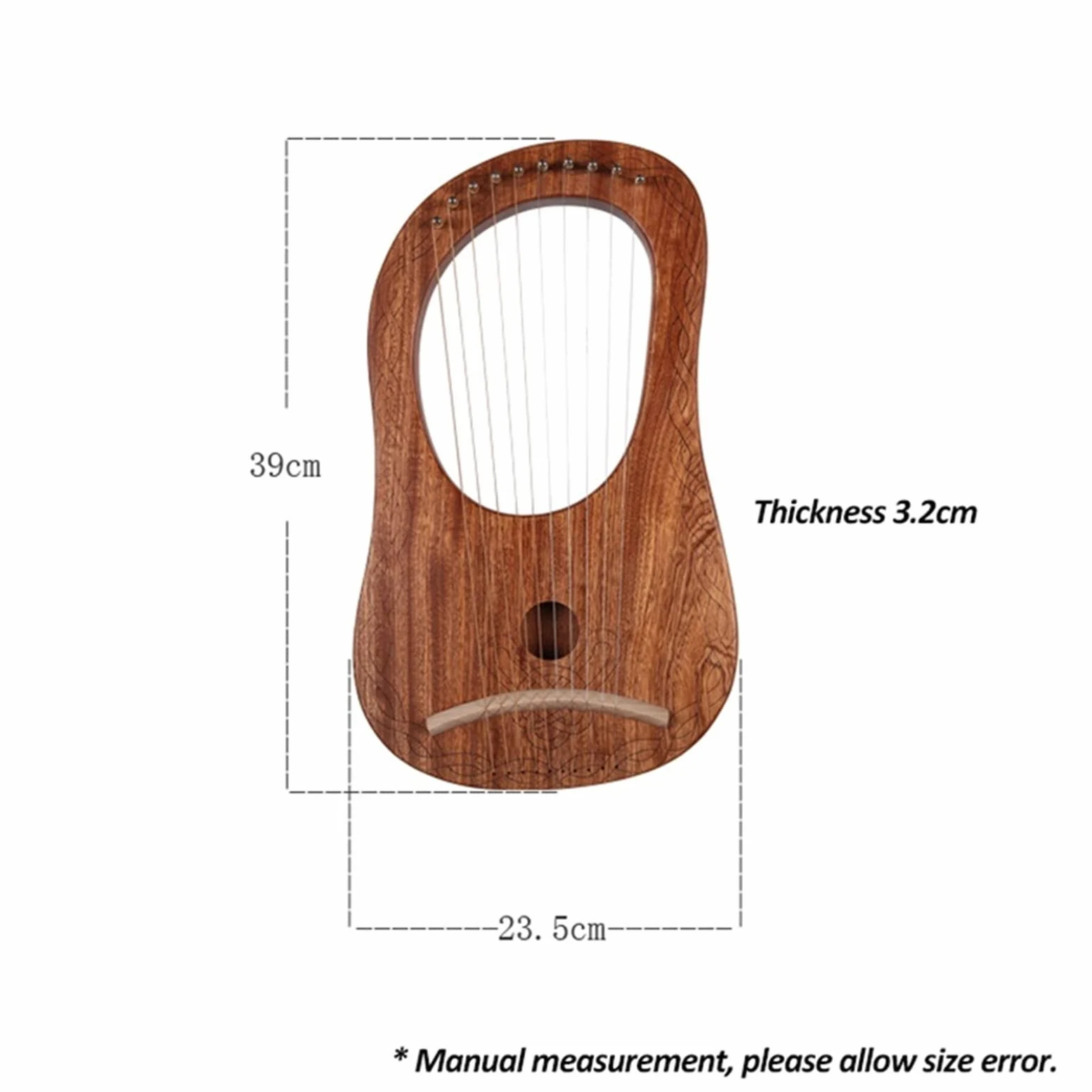 Arpa Strumenti Musicali A Lira A 10 Corde Arpa Professionale Tradizionale Portatile con Chiave per Accordatura
