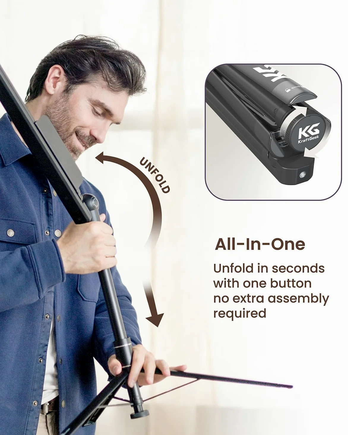 KraftGeek Leggio portatile pieghevole, altezza regolabile fino a 167,6 cm, vassoio musicale regolabile con clip porta pagina, nessun montaggio richiesto, leggio compatto per musicisti e musicisti