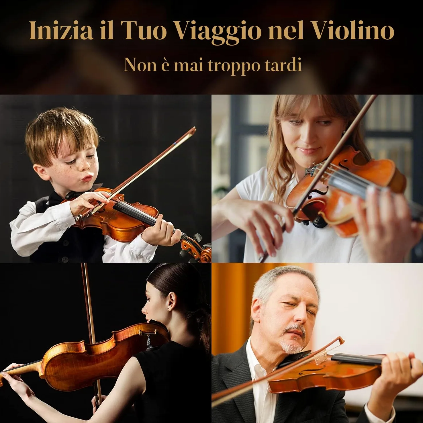 Set di violino Eastar 4/4 in legno massello per adulti con custodia rigida, spalliera, due archetti, accordatore a clip e corde extra, EVA-330