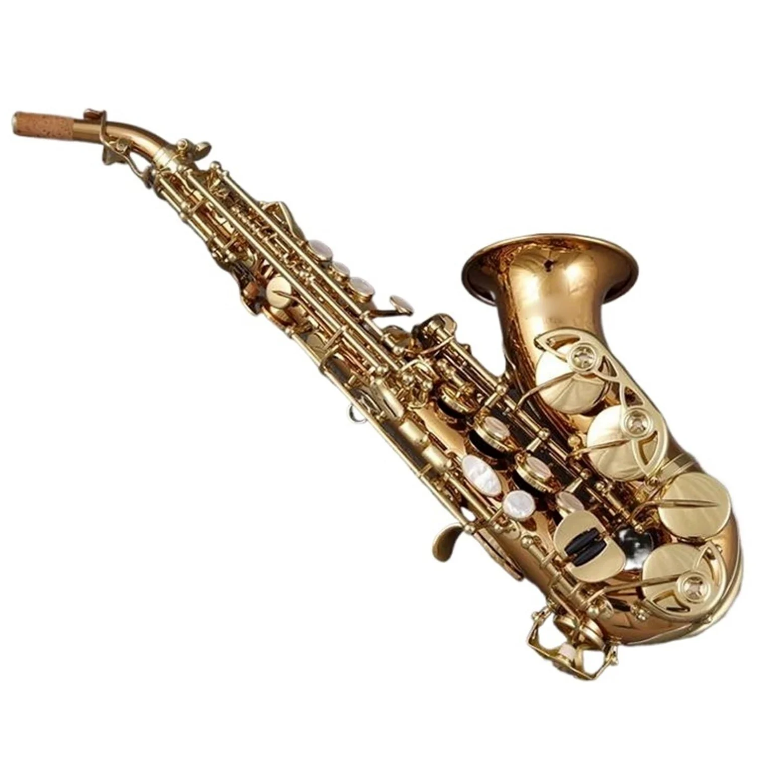 Professionale Sassofono Sassofono Soprano Per Studenti Si Bemolle Caffè Oro Sax Soprano Curvo Professionale Strumento Musicale (Color : Cloth bag)