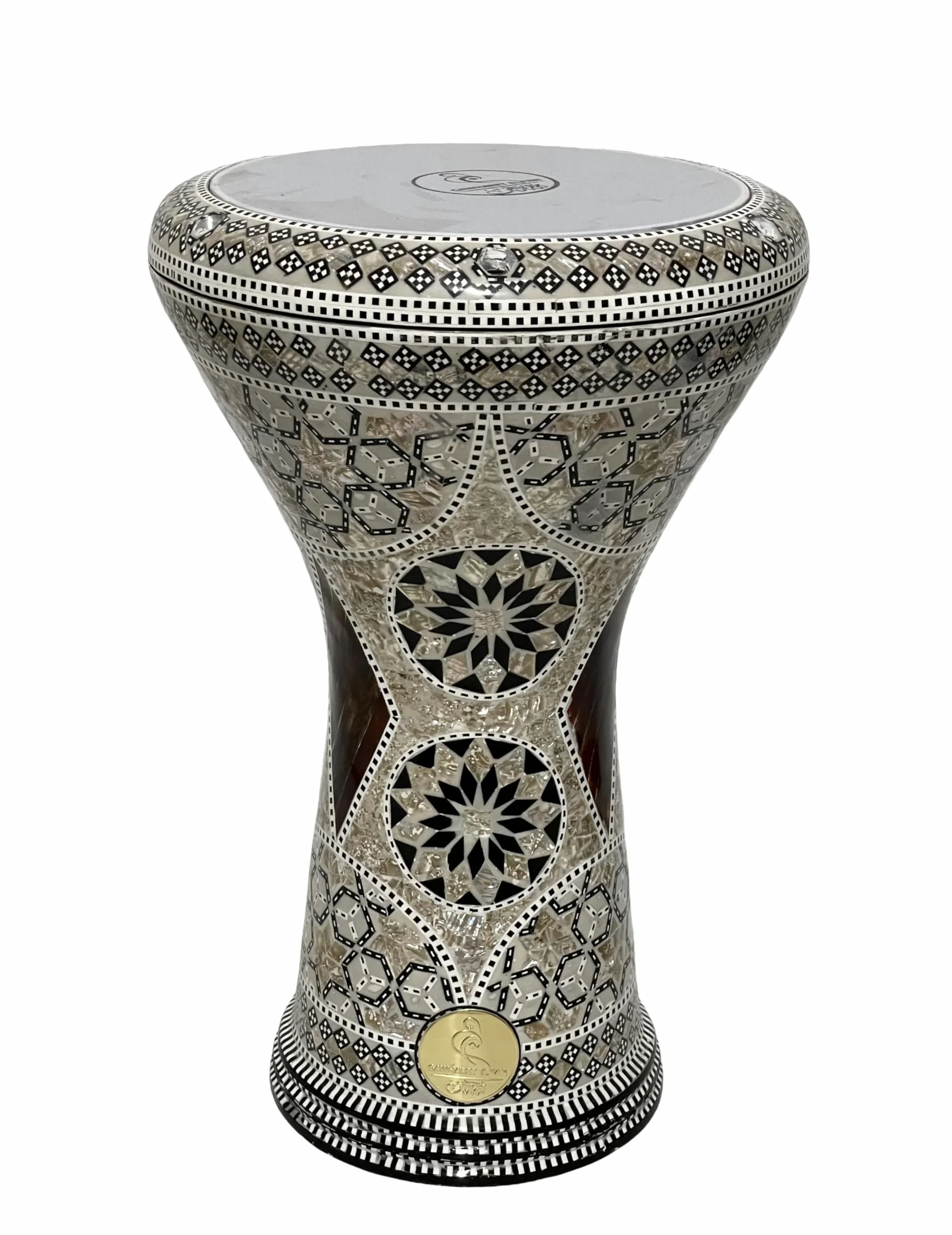 Novità Gawharet El Fan 17" Drum Darbuka tabla doumbek strumento musicale in madreperla egiziano fatto a mano con borsa (Sea Star 43,2 cm)