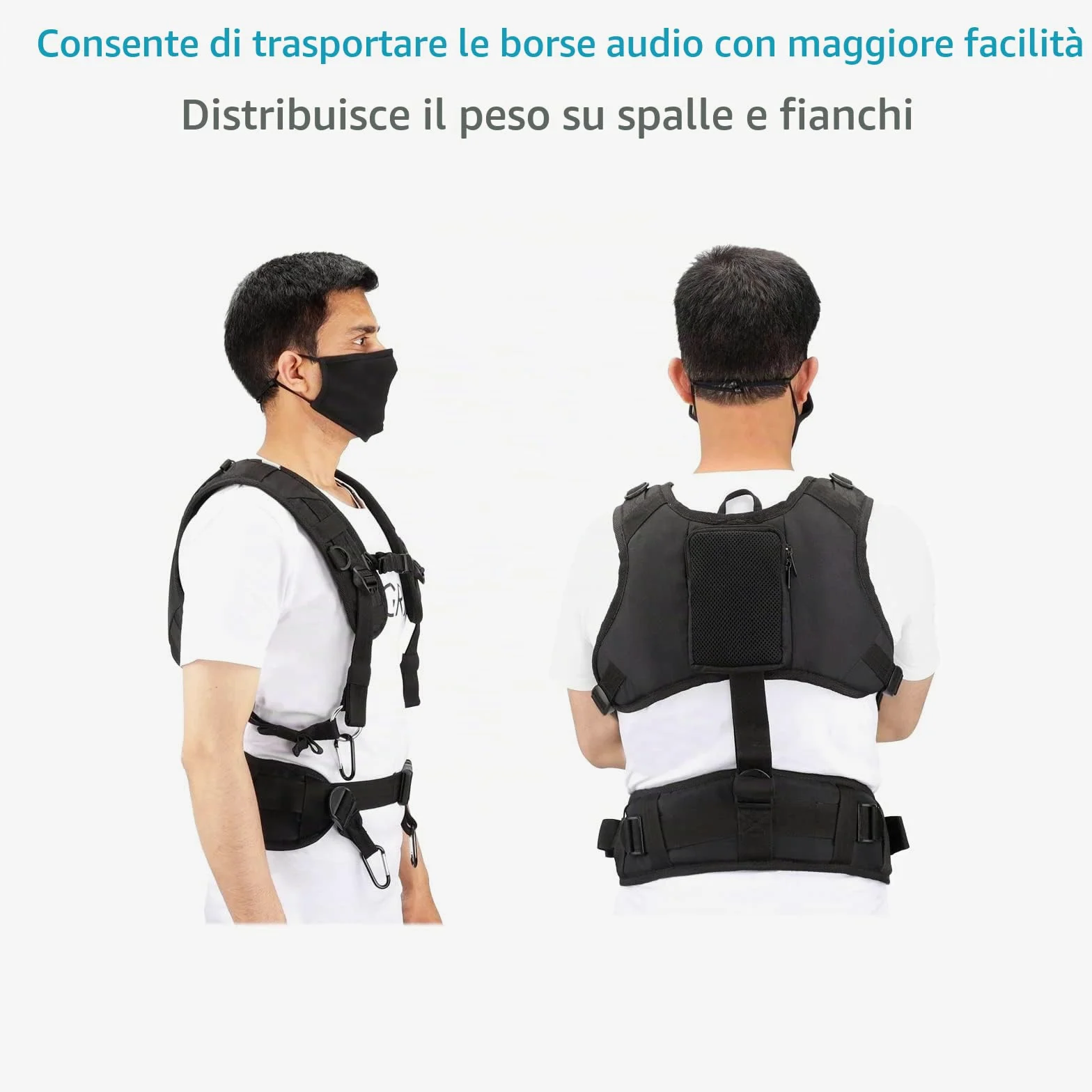 PROAIM Cube Universal Jacket per borse per registratori audio da campo. Gilet regolabile per registratori audio, fonici e mixer audio - Dotato di tasche per accessori. (JK-CBUH-01)
