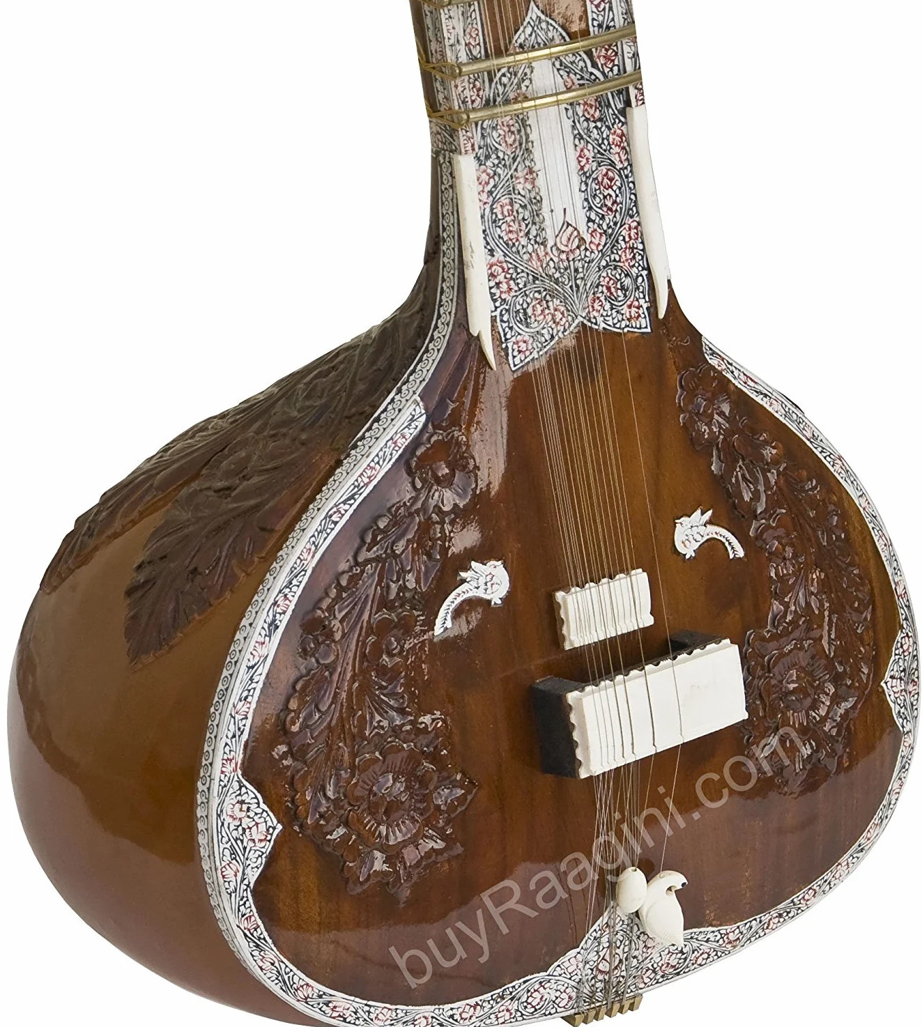 INDIAN MAHARAJA vilayat khan style Sitar - Kharaj Pancham - 32P - Tumba singola - con carrello in fibra