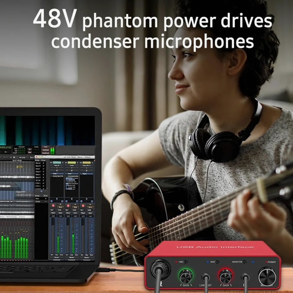192KHz USB Audio Interface Scheda audio XLR Interfaccia Studio per Podcast Apparecchiature di Registrazione Professionale