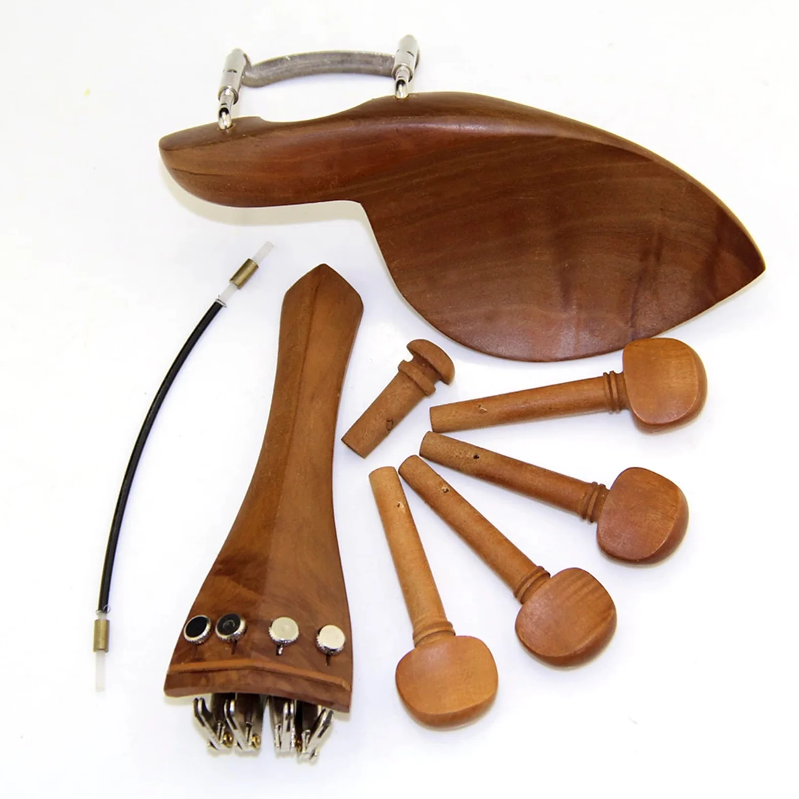 Parti Violino 4/4 Parti di Violino Giuggiola Legno Mentoniera Cordiera Accordatore Fine Tuning Peg Tailgut Endpin Stringhe Kit