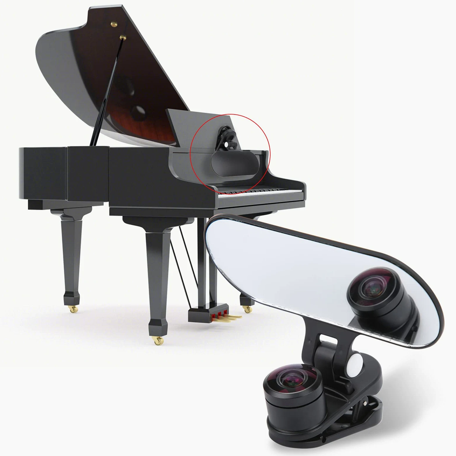 Obiettivo per lezioni online Mavaol Clip-on per pianoforte Obiettivo grandangolare fisheye dedicato per l'insegnamento del pianoforte