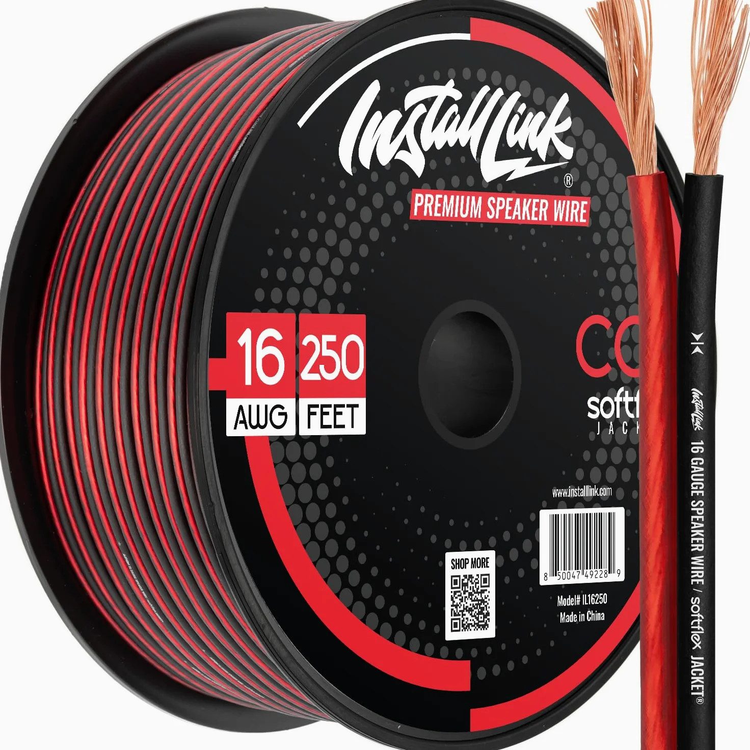 16 AWG Gauge Speaker Wire Cable Stereo, Car or Home Theater, CCA (250 Feet) by Install Link