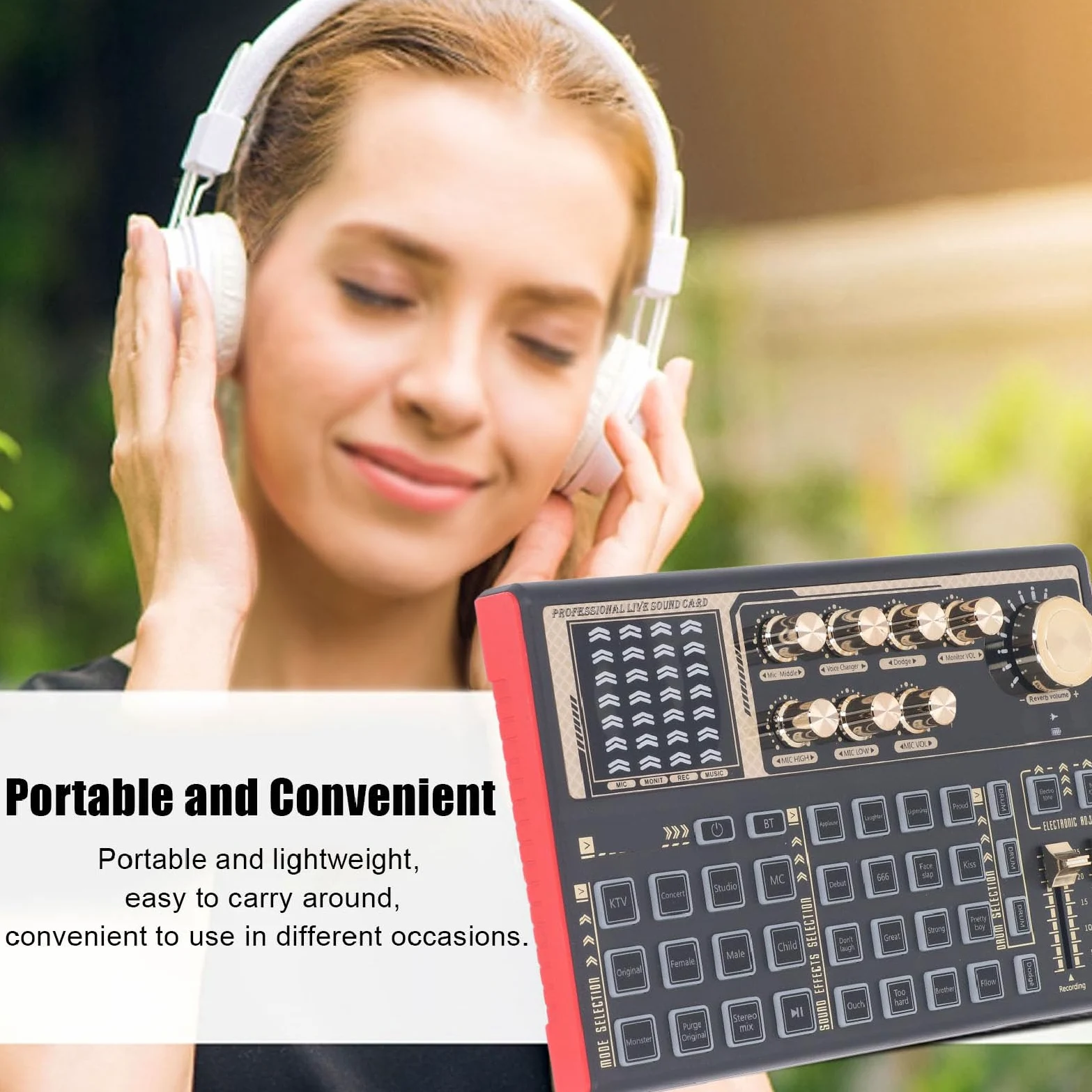 Scheda Audio Dal Cambia Voce, Mixer Audio Portatile Effetti Sonori, Schede Audio Esterne per Streaming Live Registrazione Accompagnamento Giochi