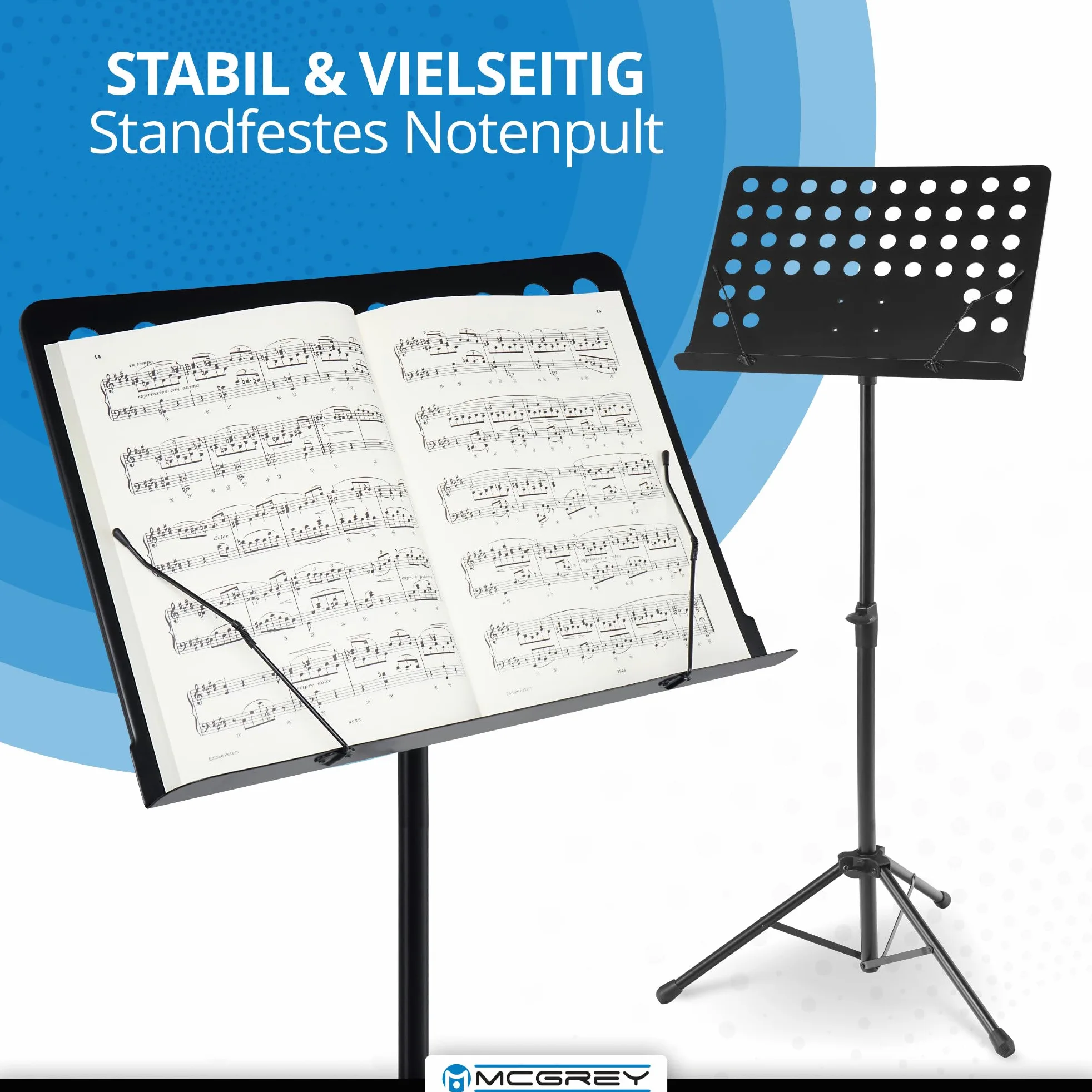 McGrey 11940 Leggio da Orchestra con pianale forato e ferma-spartiti