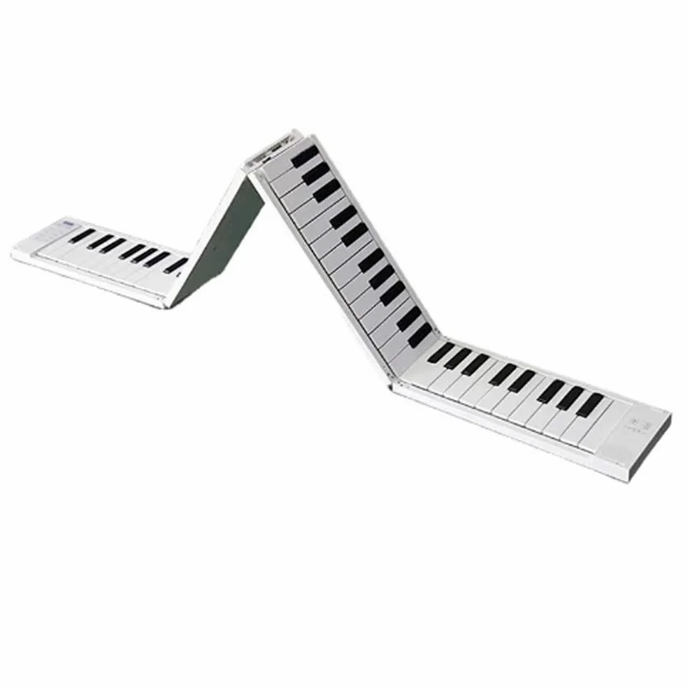 Pianoforte pieghevole a 88 tasti, tastiera portatile pieghevole, per collegare Bluetooth e cuffie, pedale sostenuto, batteria ricaricabile, tastiera elettronica portatile per principianti (bianco)