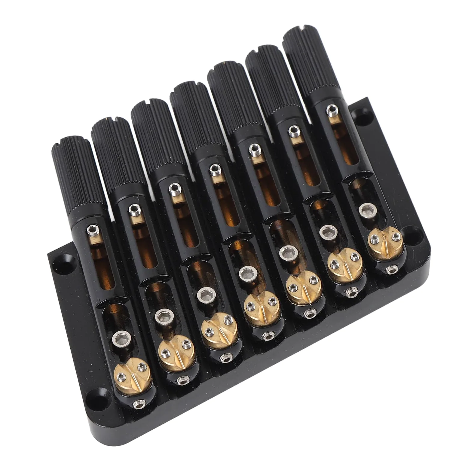 POENVFPO Sostituzione di Ponte di Chitarra Senza Testa, 7 Corde in Acciaio Legato e Ottone, Qualità Tonale e Suono Migliorata per Chitarra Elettrica (GA1127)