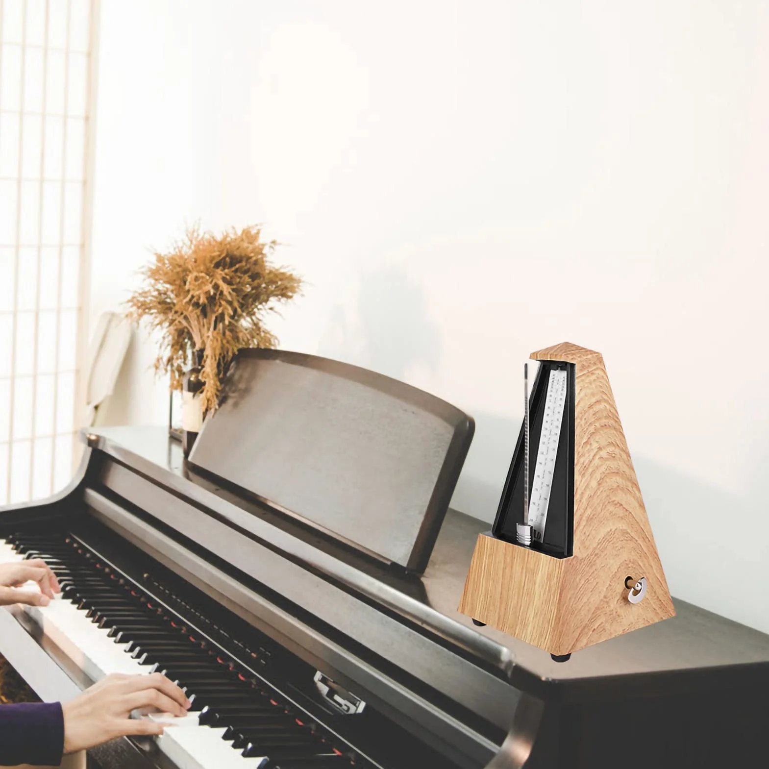 Metronomo Meccanico Regolabile in Legno Chiaro per Chitarra Pianoforte Batteria 2160 BPM 18 Minuti Accessori Strumenti Musicali Pratica Musica