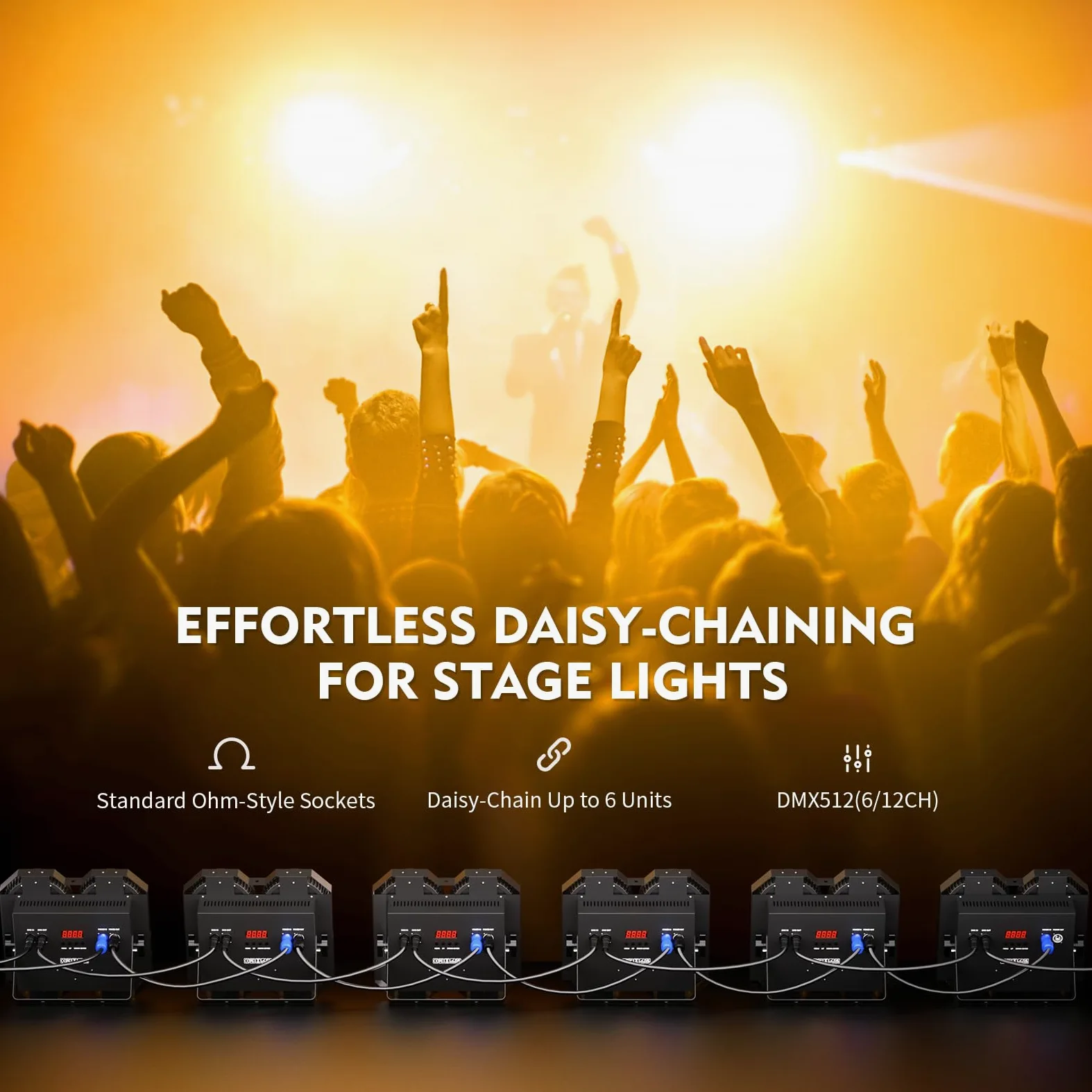 4x100W COB Par Faro Teatrale Bianco Freddo/Caldo Luci da Palco Stroboskop 25+30 Effettis Illuminazione DMX6/12CH per Festa Spettacoli Teatro Matrimonio