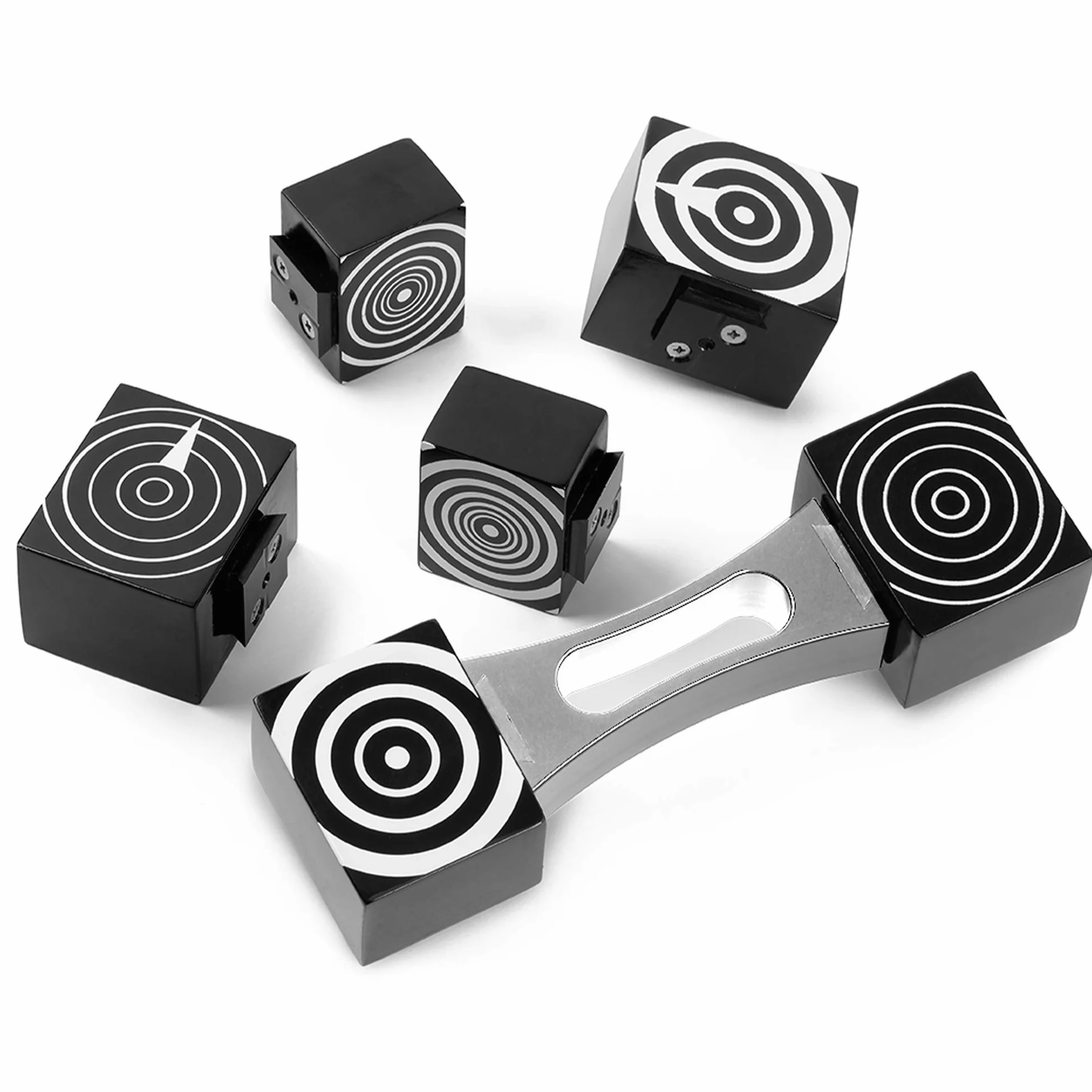 Satellite Shaker Percussion - Set di 7 strumenti per shaker Woodshaker (20 x 6 x 4 cm, Click & Play, impugnatura ergonomica, custodia inclusa, colore: Nero/Argento