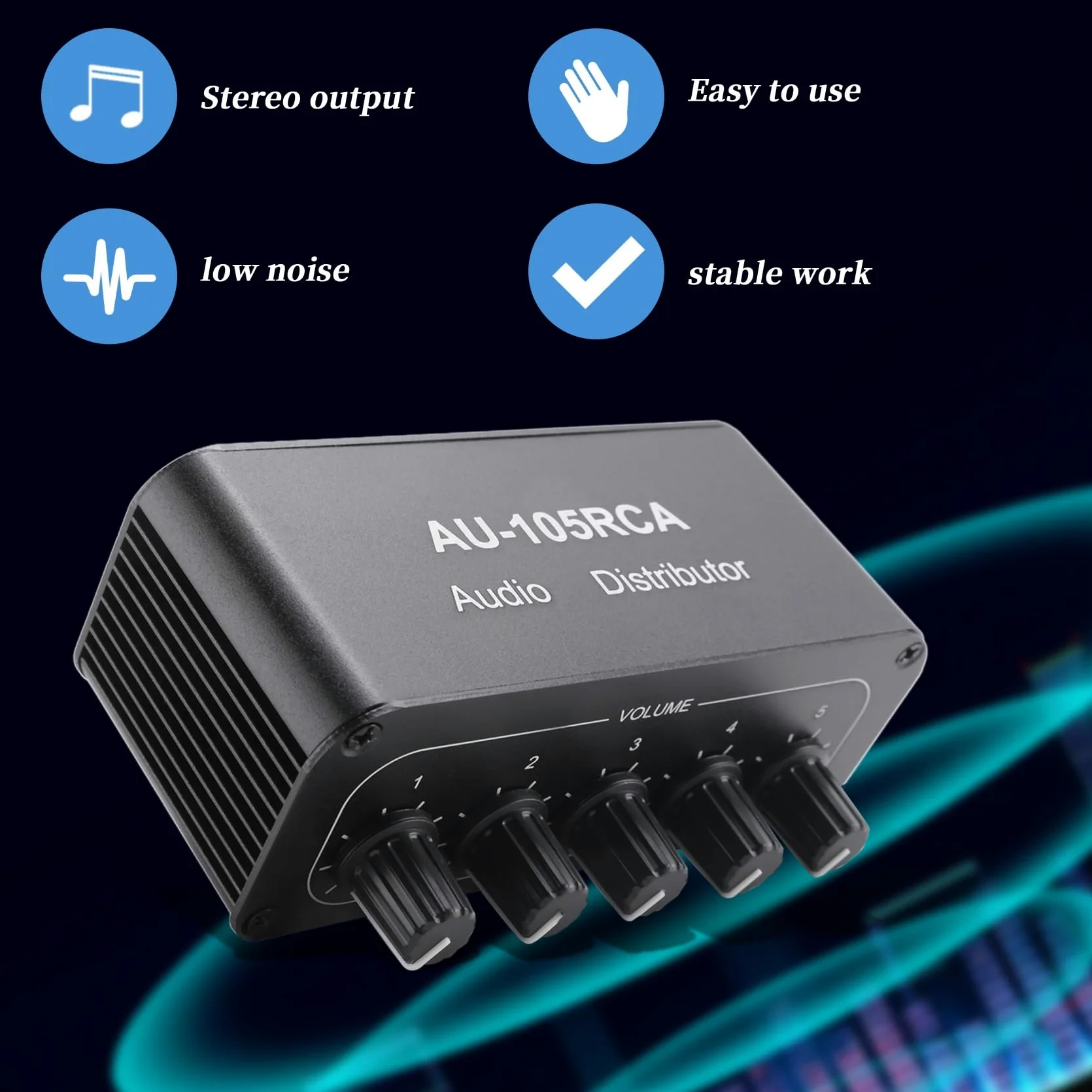 Mixer Audio SteReo 1 Input 5 Uscite Distributore Multicanale Interfaccia per Amplificatori di Potenza