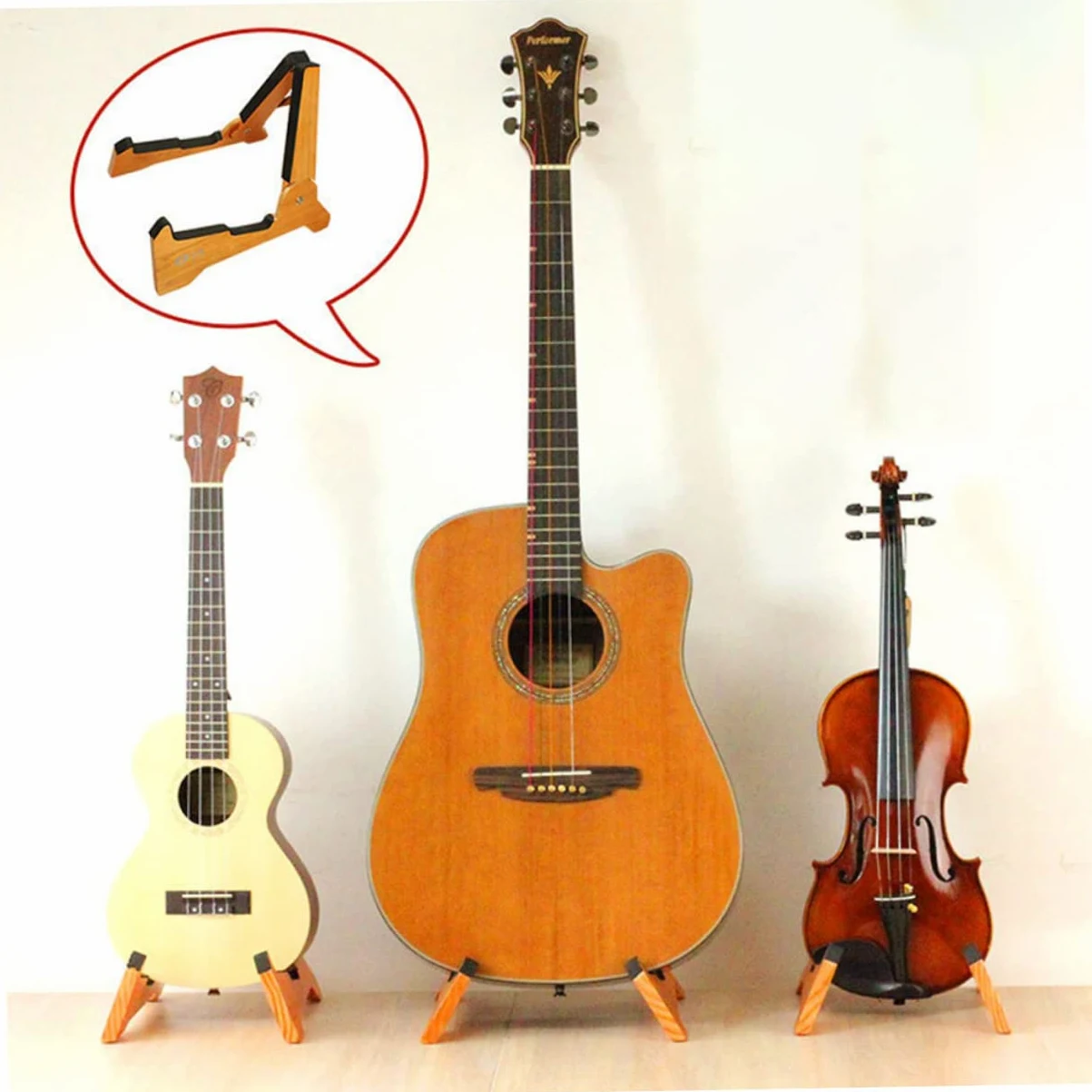 VICASKY Supporto di Chitarra per Leggero Legno in Pieghevole e Staccabile Basso e Violino , per Casa e Negozio Strumenti Musicali