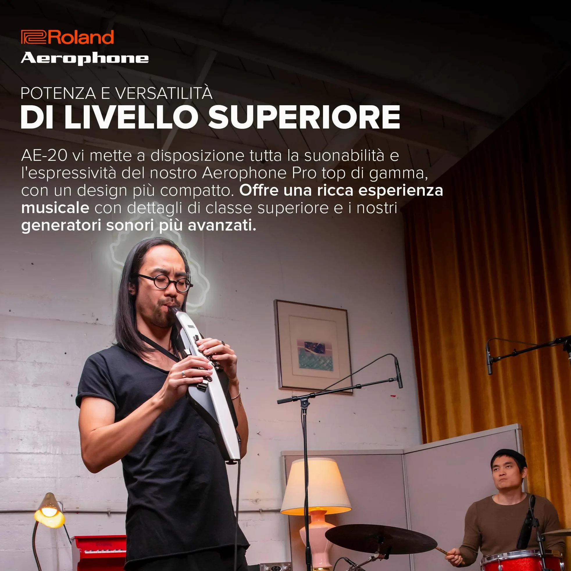 Roland AE-20 Aerophone | Strumento a fiato digitale di qualità superiore | Timbri acustici SuperNATURAL e avanzata tecnologia ZEN-Core | Eccellente risposta esecutiva | Oltre 250 timbri