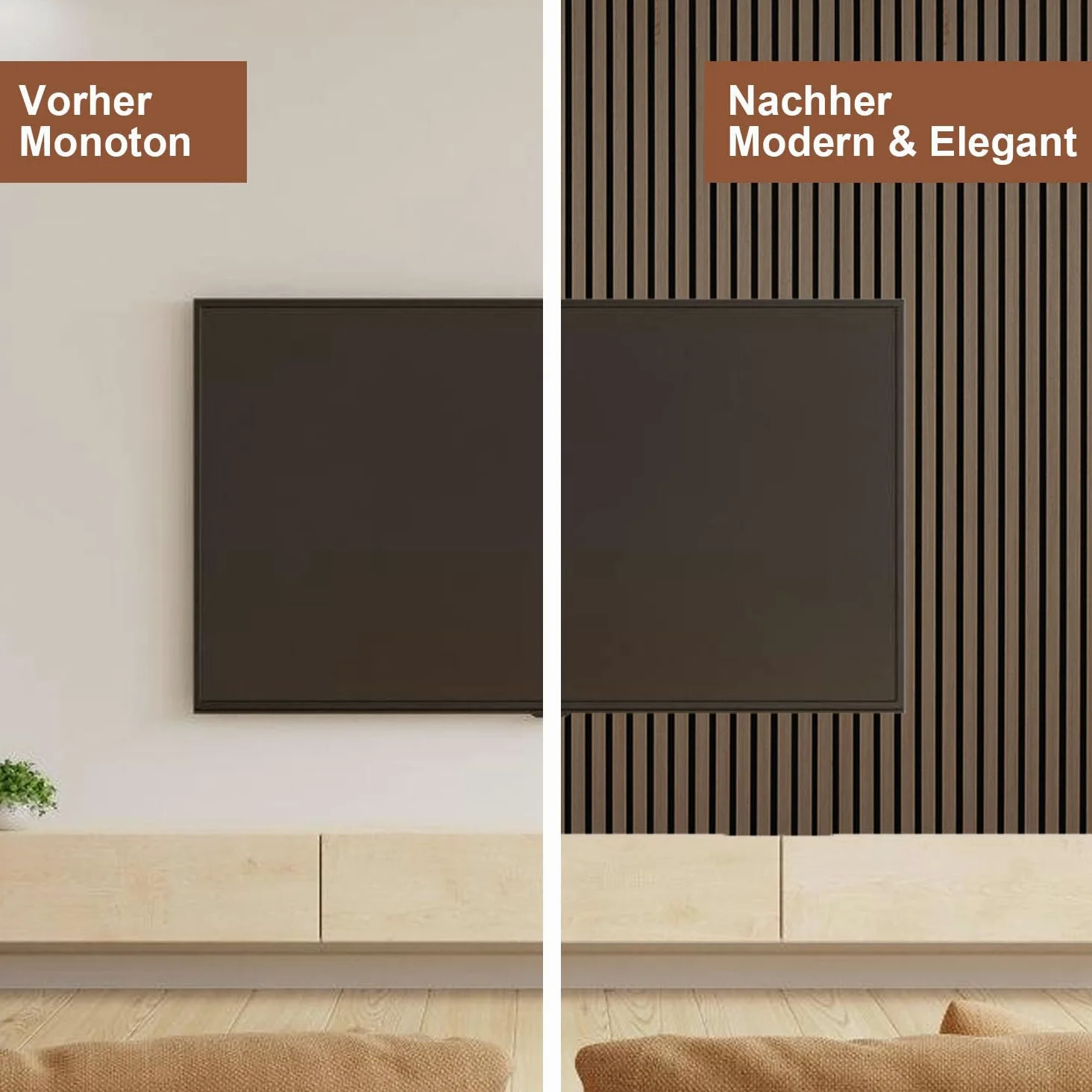 3 pannelli acustici in legno, 120 x 60 cm, rivestimento da parete fonoassorbente con impiallacciatura di legno e feltro, design moderno per interni, pannelli da parete in legno per migliorare