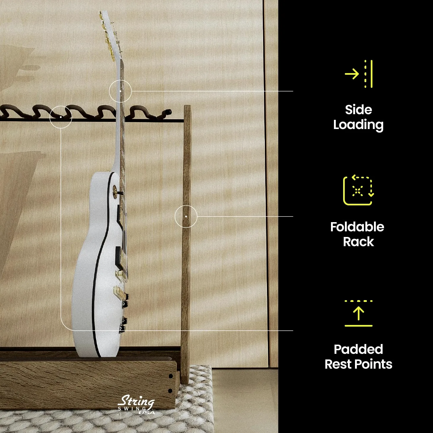 String Swing Supporto per 6 chitarre elettriche o basso, o 3 chitarre acustiche per casa o studio (CC34)