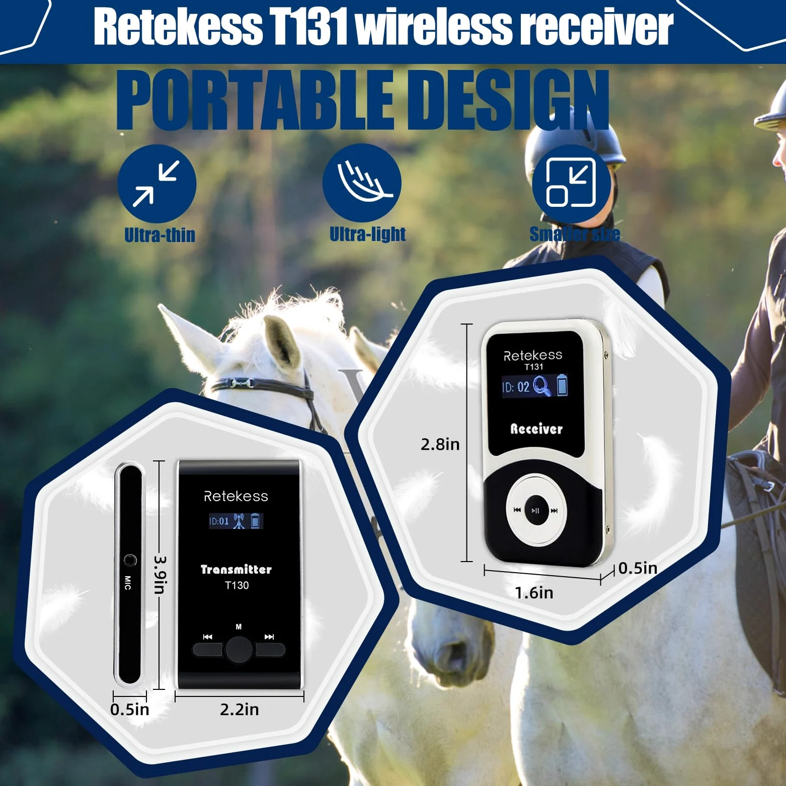 Retekess T130-T131 Sistema di Guide Turistiche, Set di Guide Turistiche con Cuffie, Wireless Tour Guide System, PLL Tecnologia, 60 M, Adatto per tour a piedi della città