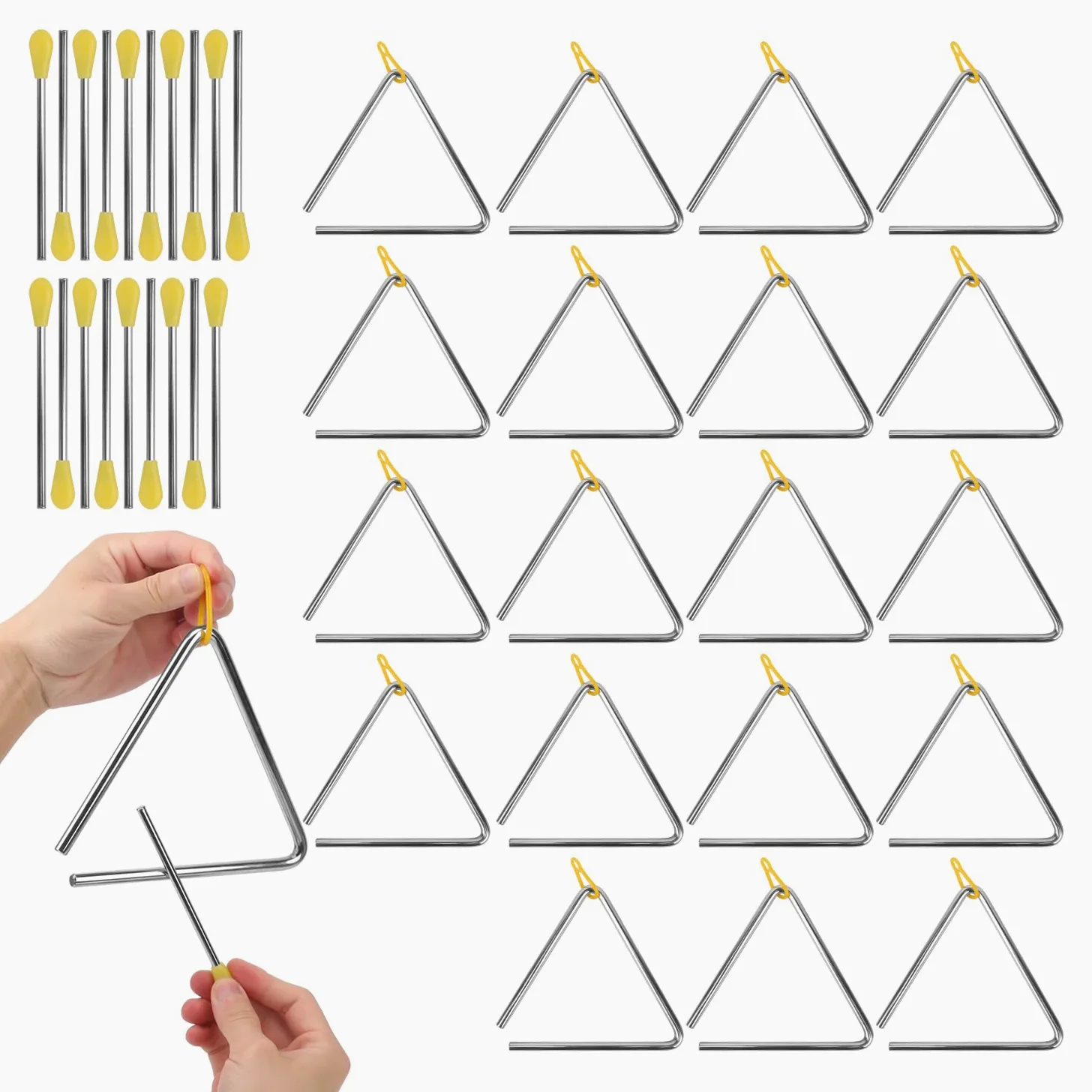 20 strumenti a percussione triangolari da 15,2 cm, strumento triangolare con percussione, strumento a triangolo a percussione ritmica per lezioni di musica, concerti, performance di band