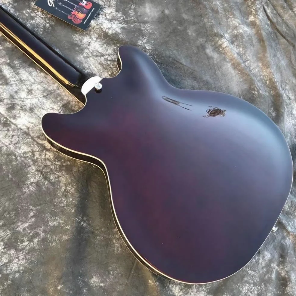 Chitarre elettriche Jazz Lefty classiche personalizzate Chitarra elettrica personalizzata for mancini con foro F a corpo cavo