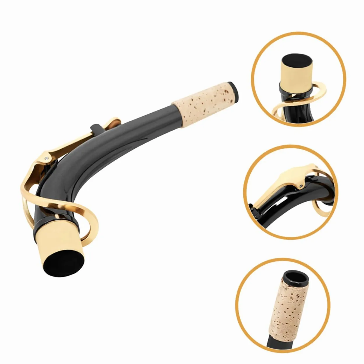 ibasenice 5pezzi Sostituzione Collo Curvo Per Sassofono Ottone Con Bocchino Kit Di Riparazione Per Sassofonisti Per Migliorare Intonazione e La Qualità Del Suono
