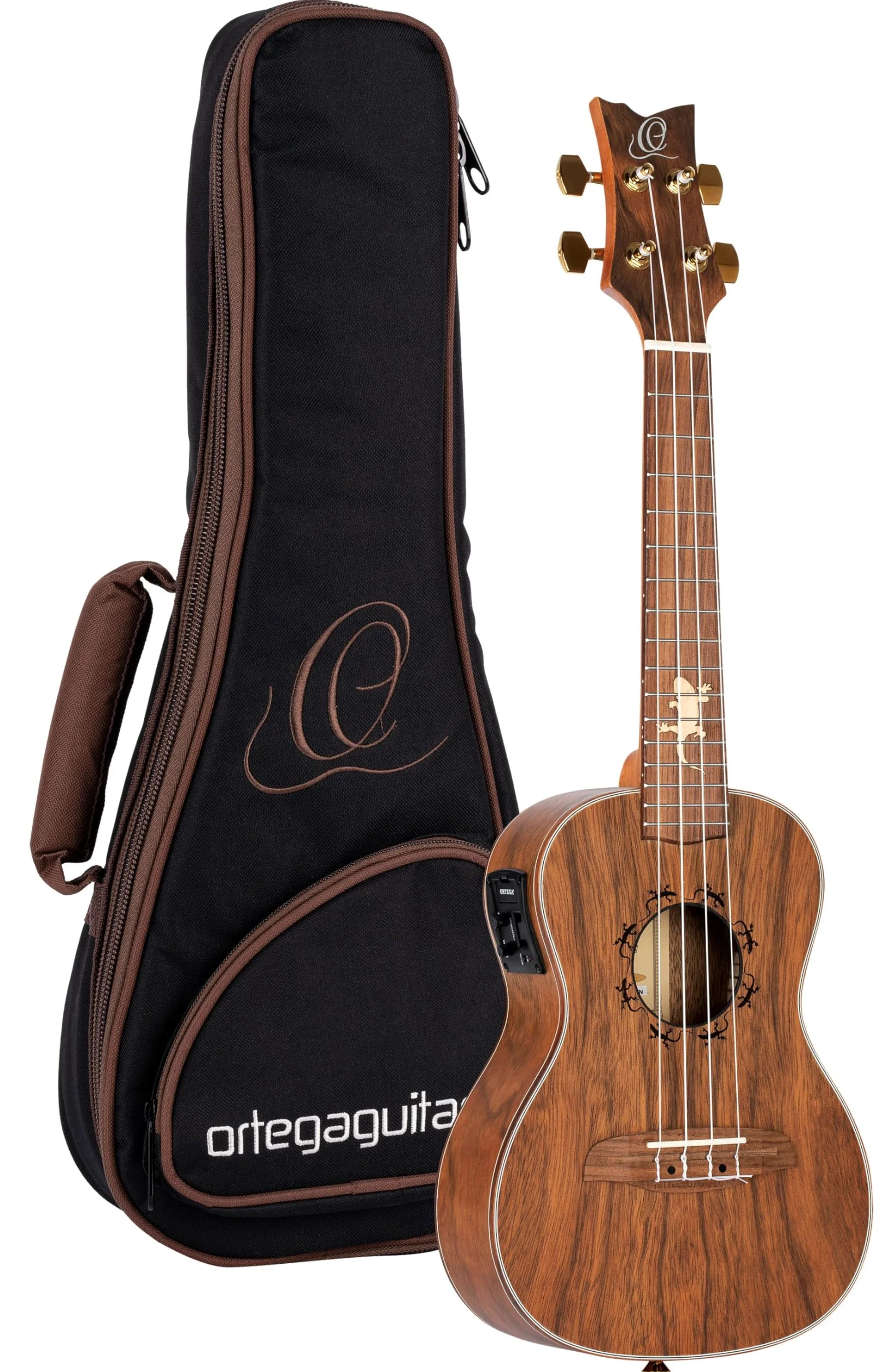 Ortega Guitars Ukulele Concerto Elettro-Acustico – Lizard Series – Gig Bag Inclusa – Paldao, Natural (LIZARD-CC-GB)