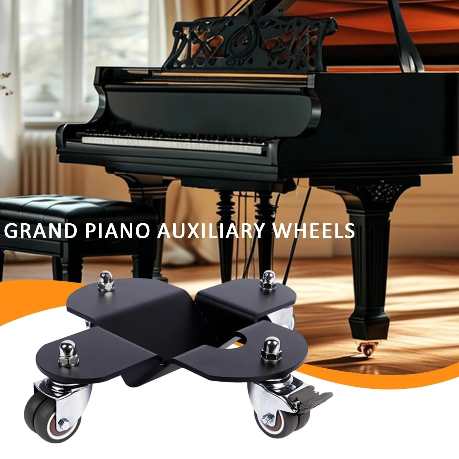 Base mobile universale resistente per pianoforte a coda, 4 ruote, piastra in acciaio ispessito, capacità di carico 800 kg, carrello per mobili per pianoforti ed elettrodomestici