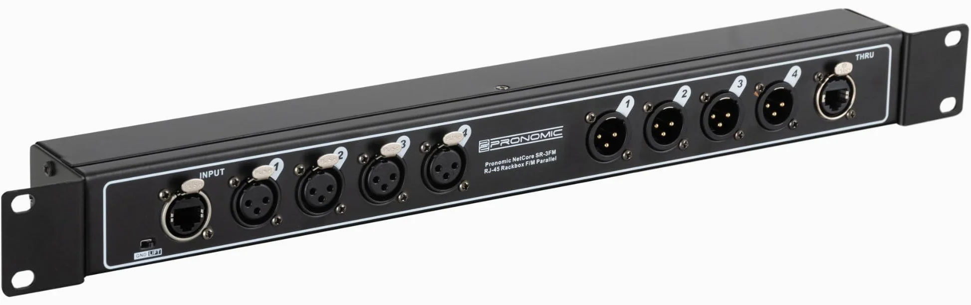 Pronomic NetCore SR-3FM Multicore-Rackbox F/M Parallel - unità rack con 4 prese XLR (female), 4 prese XLR (male) e 2 prese RJ45 - per la trasmissione di segnali analogici o digitali