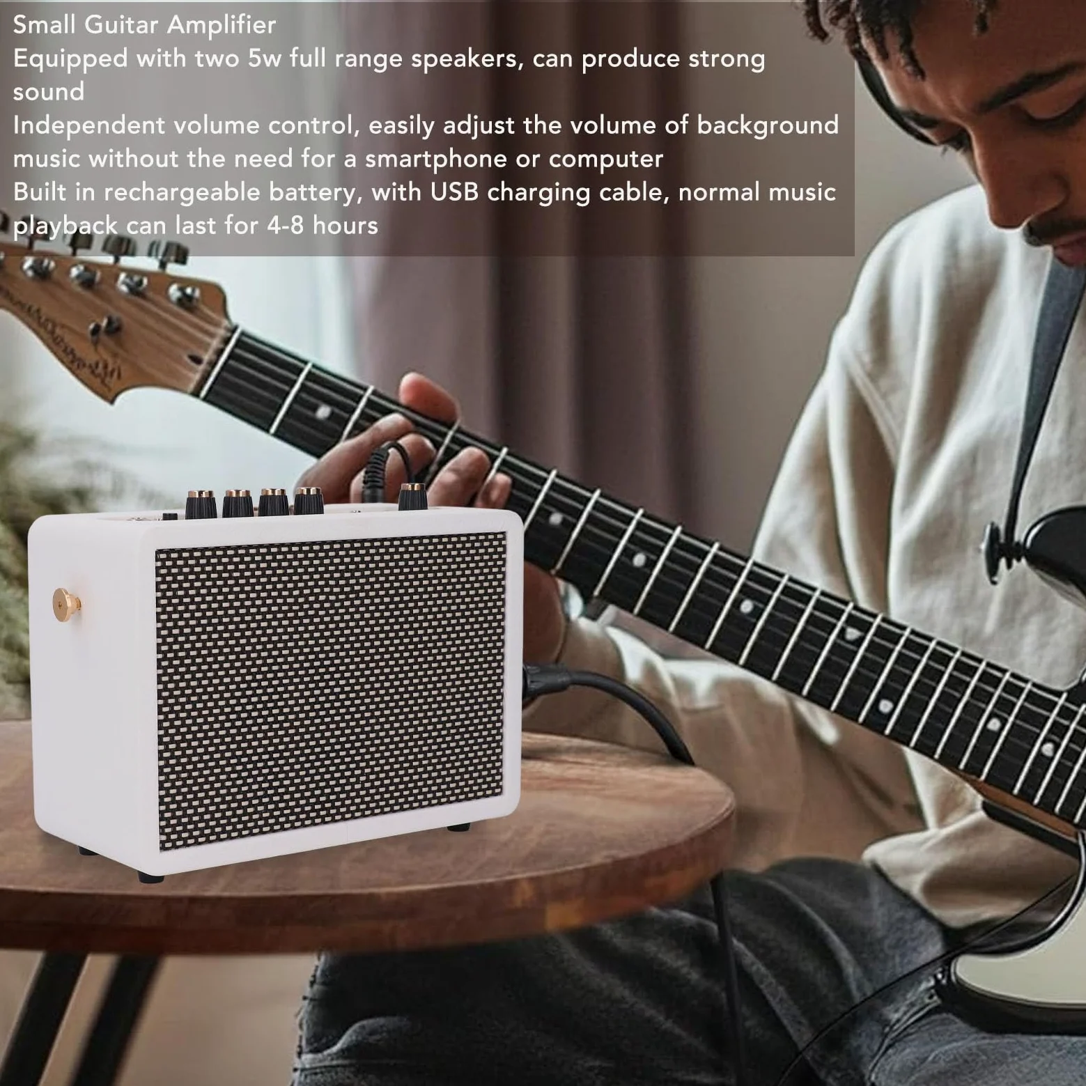 CHICIRIS 10w Amplificatore per Chitarra Portatile Amplificatore per Chitarra con 5.0 Distorsione Riverbero Doppio Input per il Viaggio di Elettrica