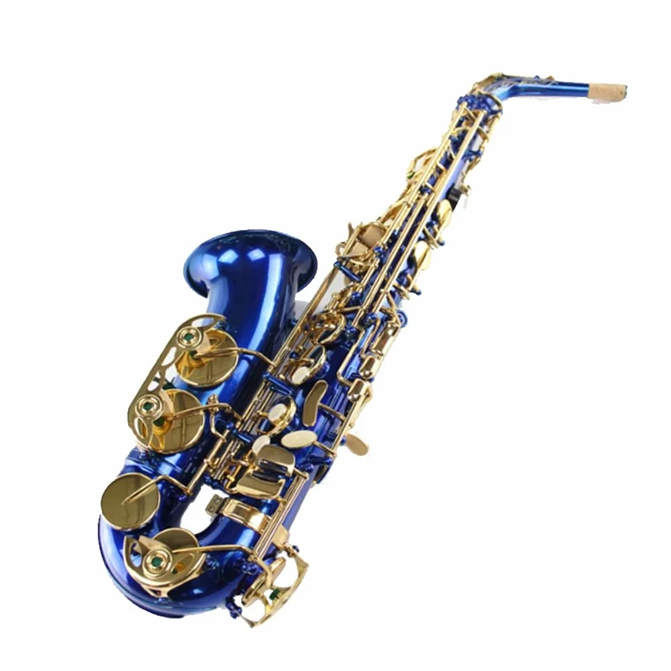 Strumento for sassofono contralto, strumento da gioco professionale, tasti in oro blu con superficie del corpo in ottone. Modello dorato, sassofono contralto professionale in mi bemolle, set for sasso