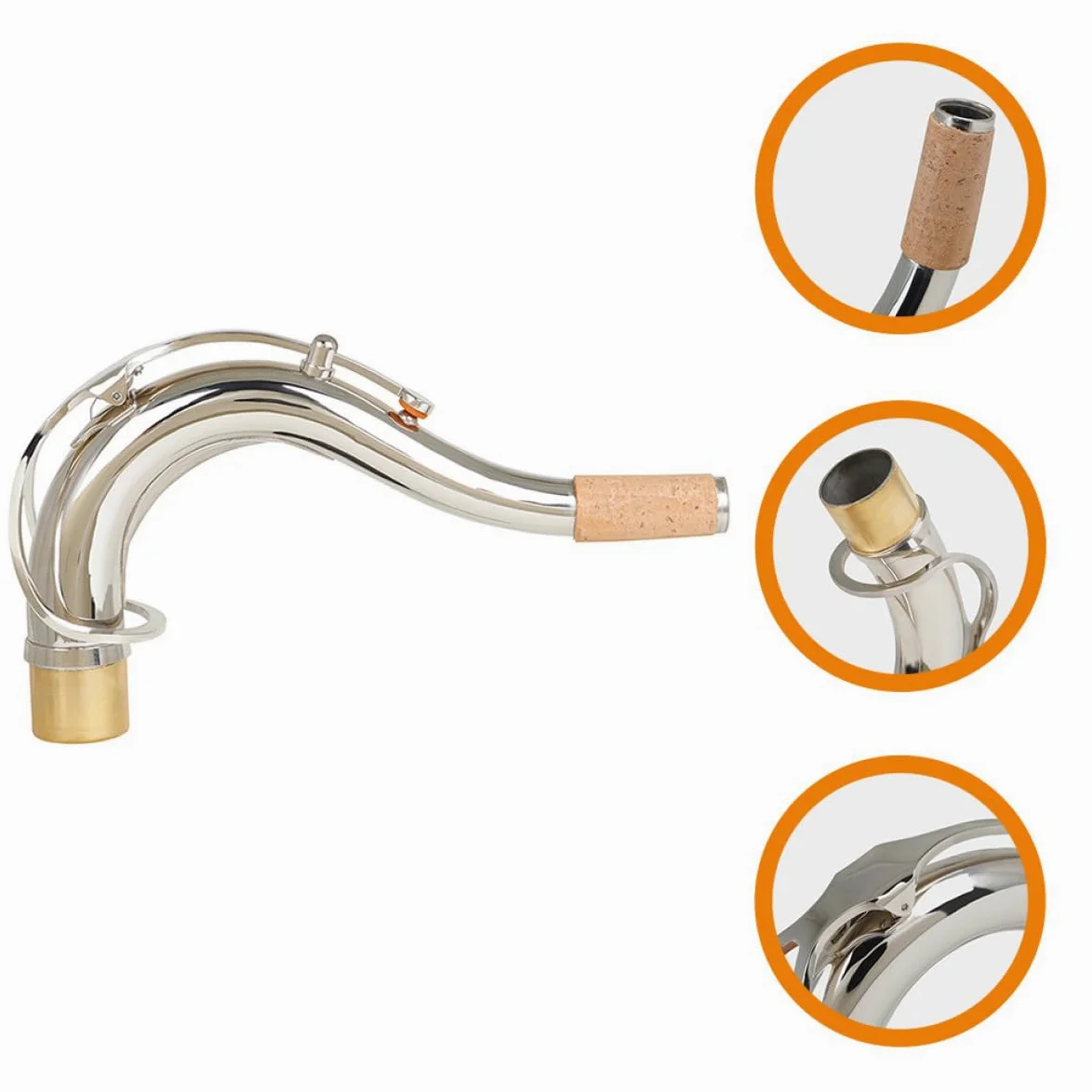 SUPVOX Collo Curvato per Sax Tenore in Ottone Argentato da 27,5mm Suono Chiaro e Brillante, Facile da Installare, Accordatura in Si Bemolle per Sax Tenore