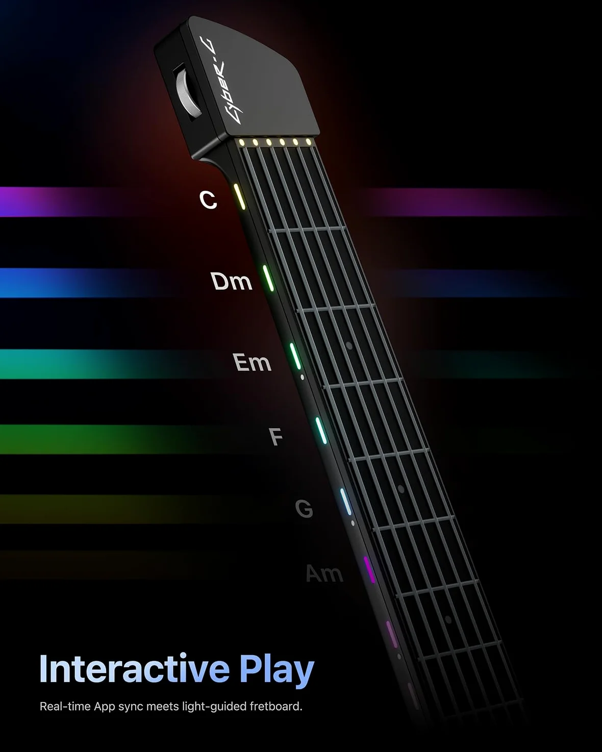 Enya CYBER-G Chitarra Smart – con corde in silicone, 24 suoni integrati, chitarra da viaggio silenziosa nera con altoparlante, drum system, app e accordi interattivi per adulti o adolescenti
