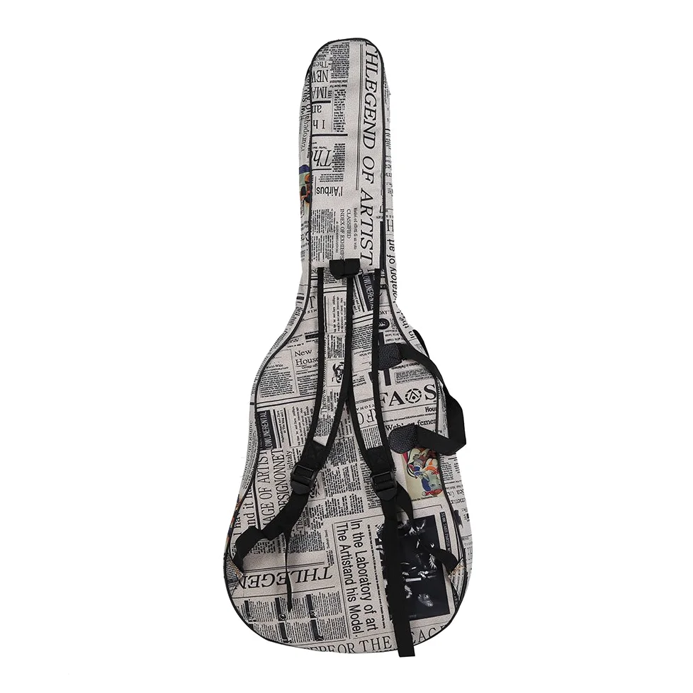 Btuty Custodia per chitarra da 104 cm, in tessuto Oxford 600D impermeabile, stile giornale, doppia cucitura, con cinghie imbottite, custodia per chitarra acustica classica folk da 104 cm, bianco e