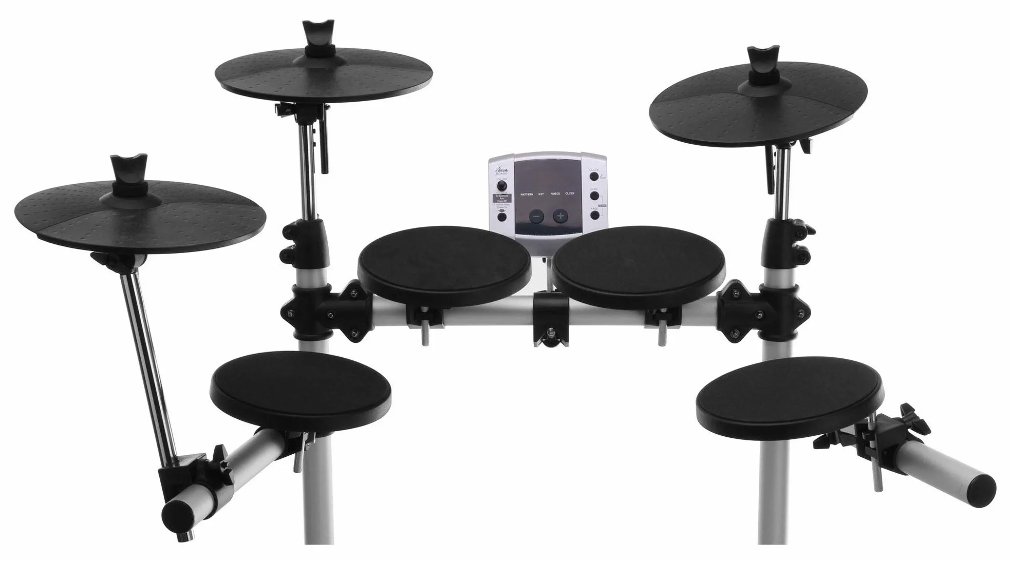 XDrum DD-400 Set Batteria Elettronica, 4 Drum Pads, 3 Cymbal Pads | Pedale di controllo Hi-Hat e pedale Kick, Modulo sonoro con 108 voices, 10 kit preimpostati, 40 brani preimpostati, MIDI Out