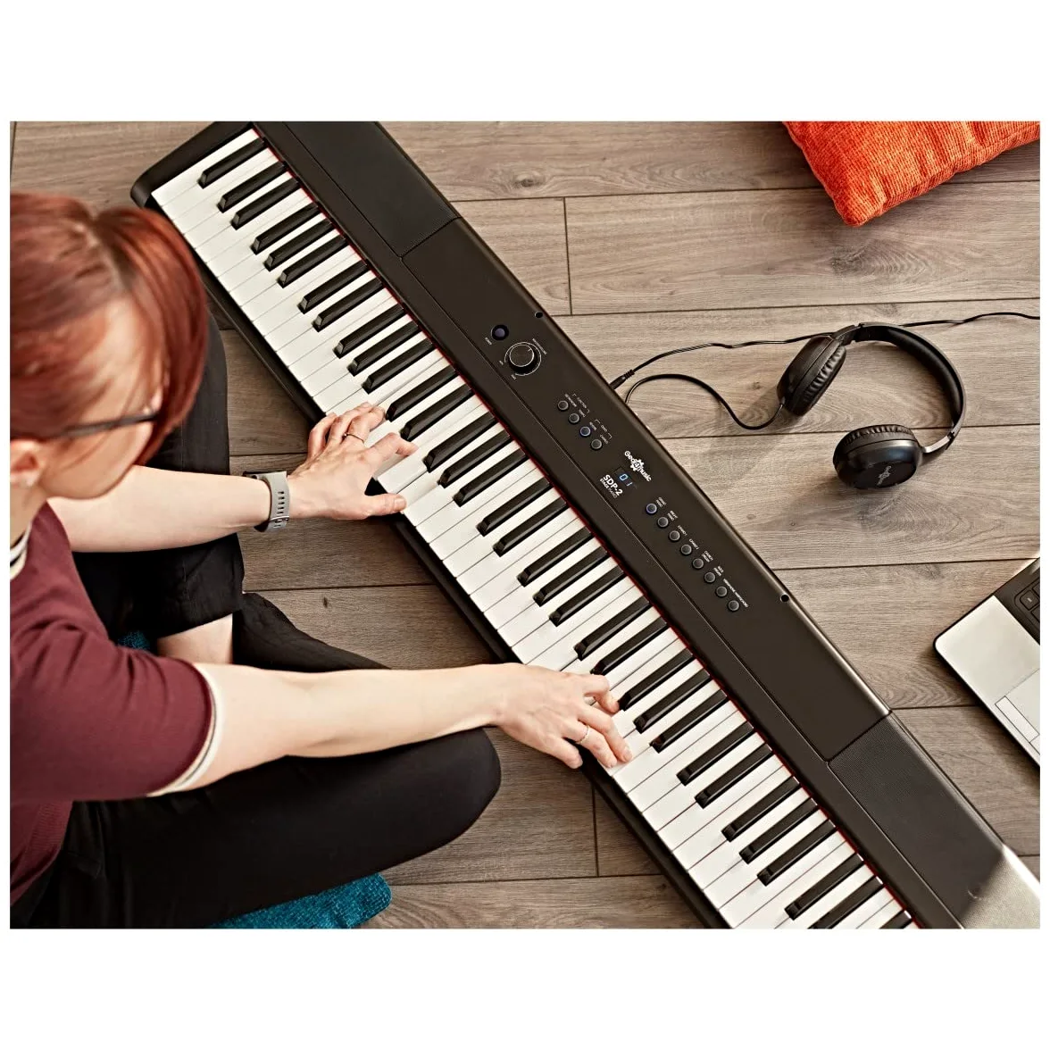 SDP-2 Pianoforte da Palcoscenico di Gear4music con Pacchetto Accessori Completo | Piano digitale 88 tasti pesati, altoparlanti stereo integrati e uscita cuffie, RCA e USB MIDI
