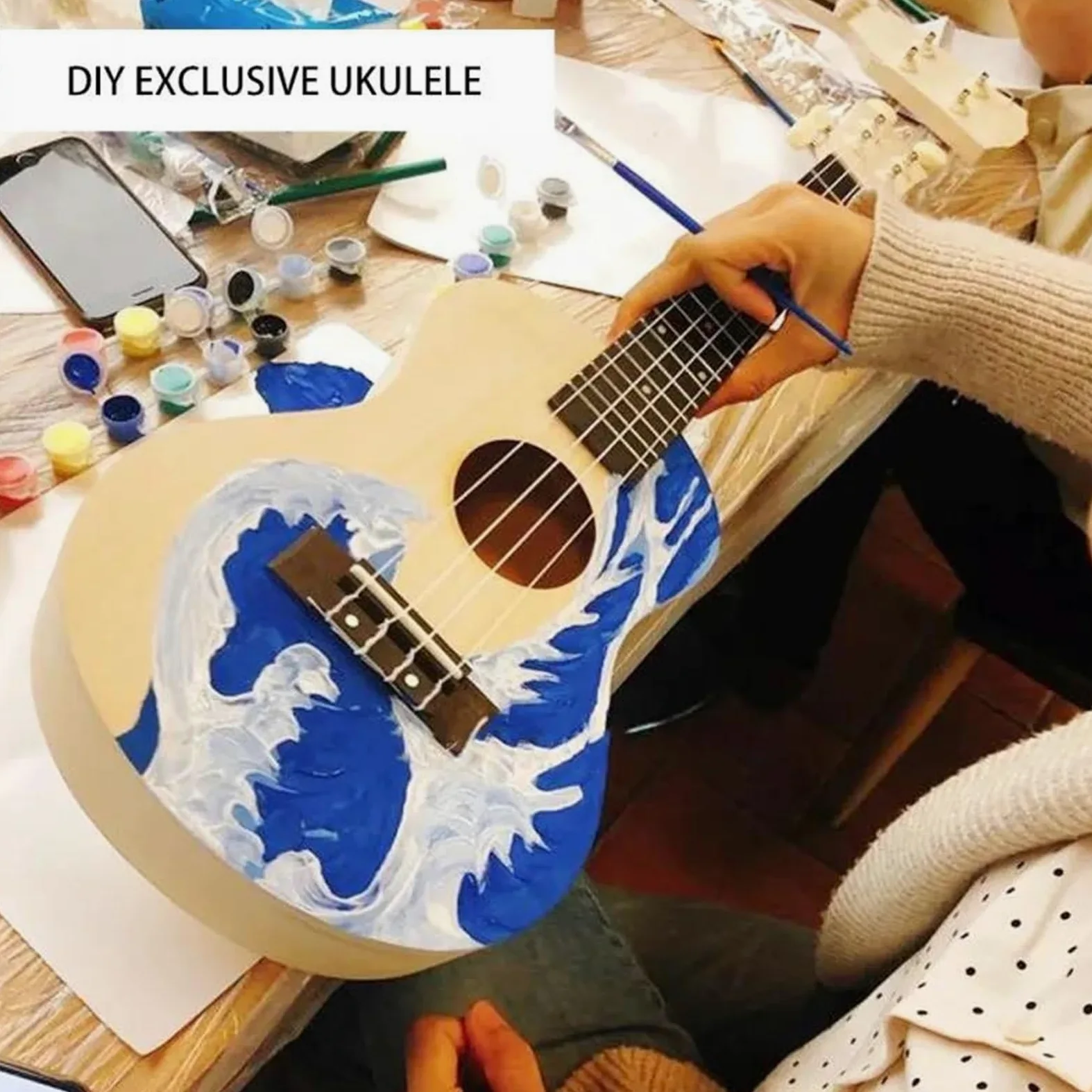 Ukulele per principianti Kit Di Materiali Per Ukulele Kit Di Strumenti Domestici Per Pittura A Colori Fai-da-te Creativi Fatti A Mano