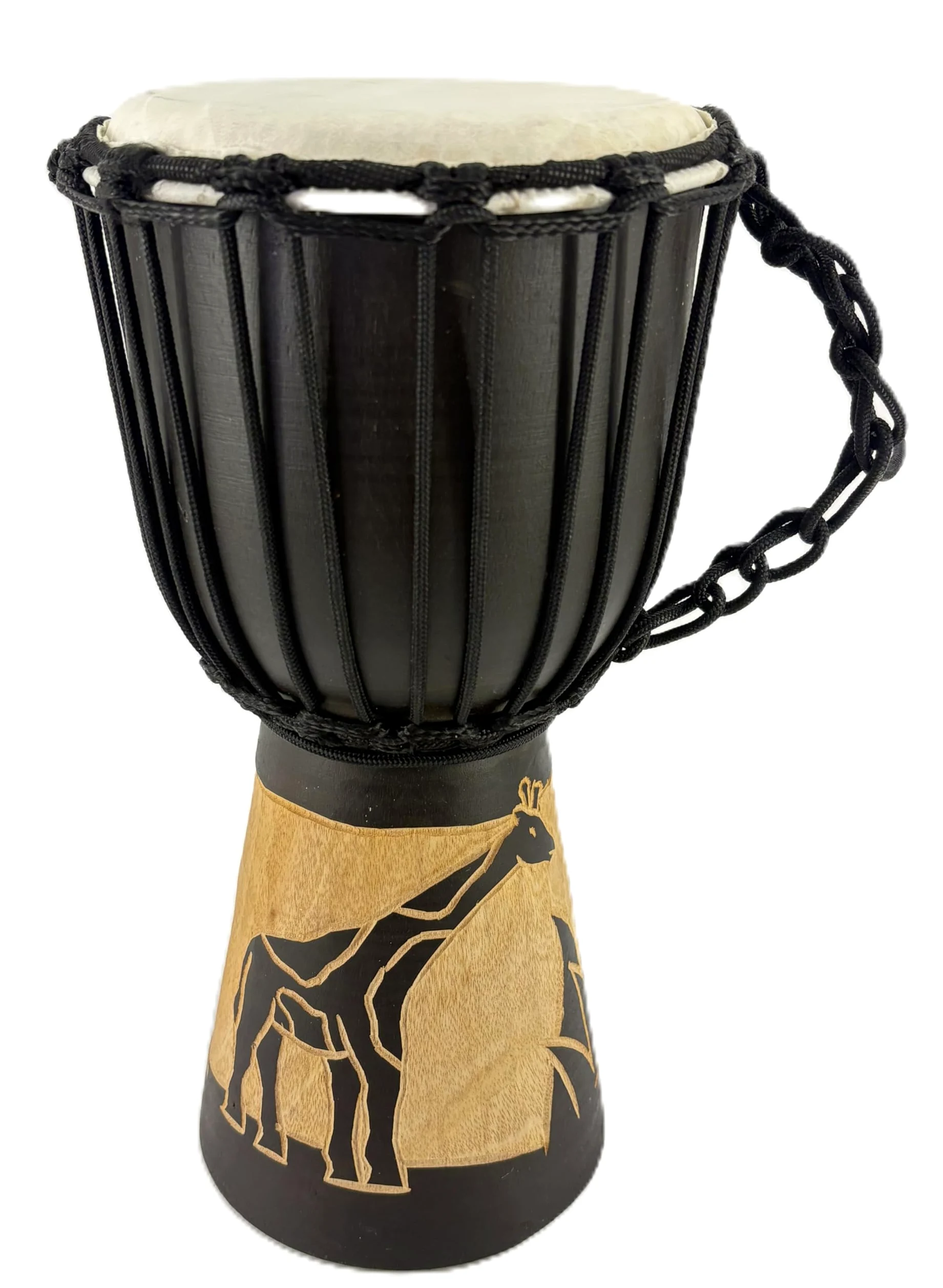 Djembe 30 Cm Per Bambini – Tamburo Africano In Legno Con Pelle Di Capra, Dipinto A Mano – Modello Giraffa M2