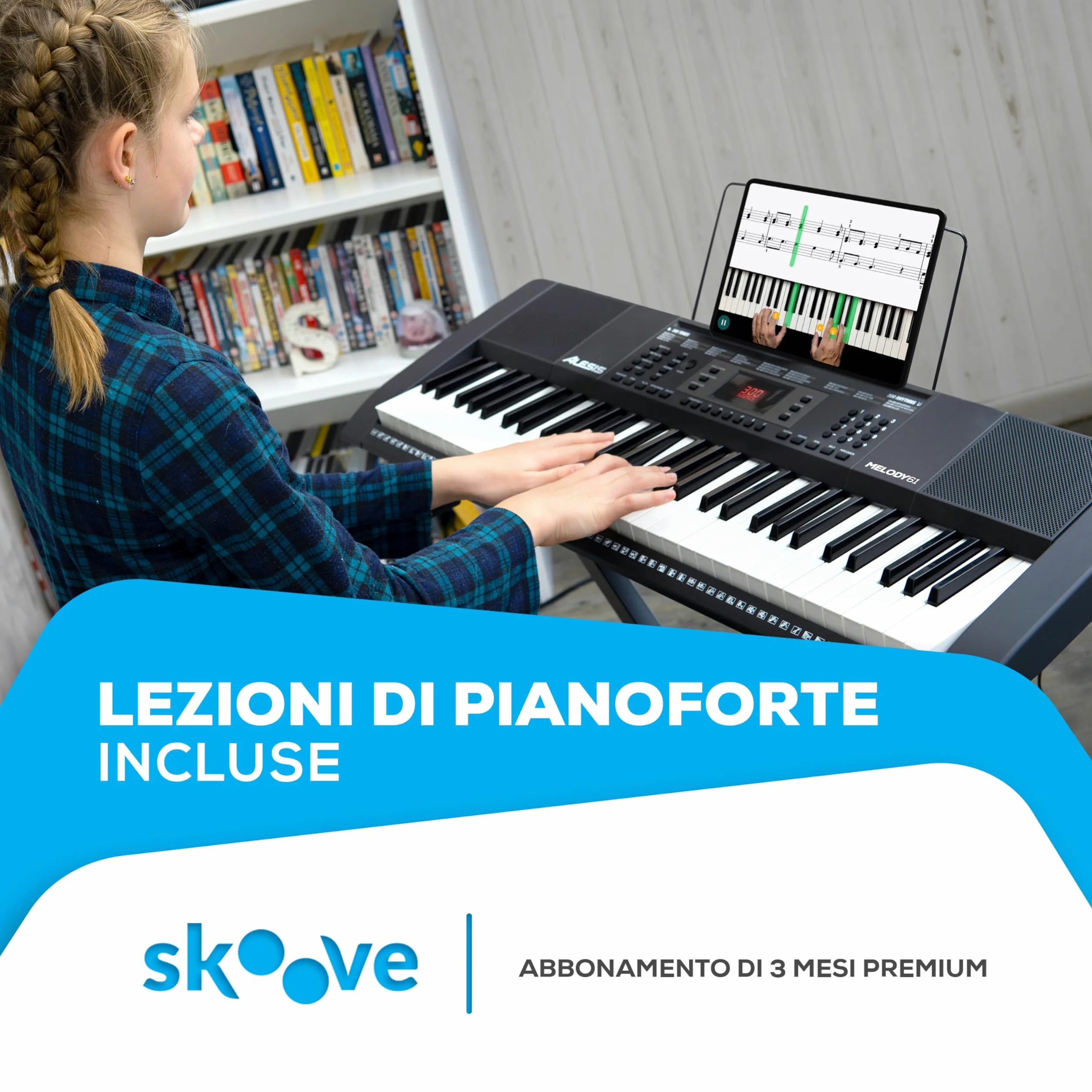Alesis Melody 61 - Pianola Tastiera per Principianti con Diffusori, Supporto, Sgabello, Cuffie, Microfono, Leggio, 300 Suoni, Lezioni Musicali