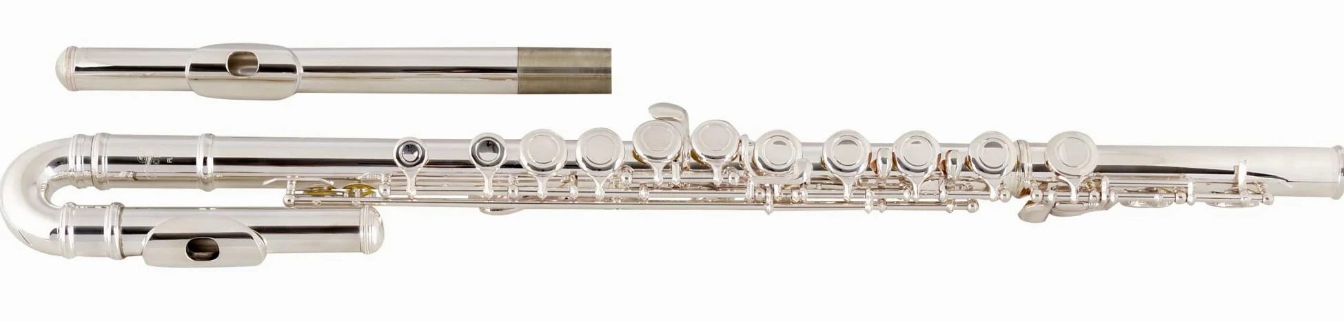 Flauto Traverso Lechgold FL-19/2U, Flauto traverso in 3 pezzi, Testa dritta | Testa curva a forma di U, Completamente argentato, Intero flauto in nickel silver, Piede in C, Chiavi chiuse, Meccanica E