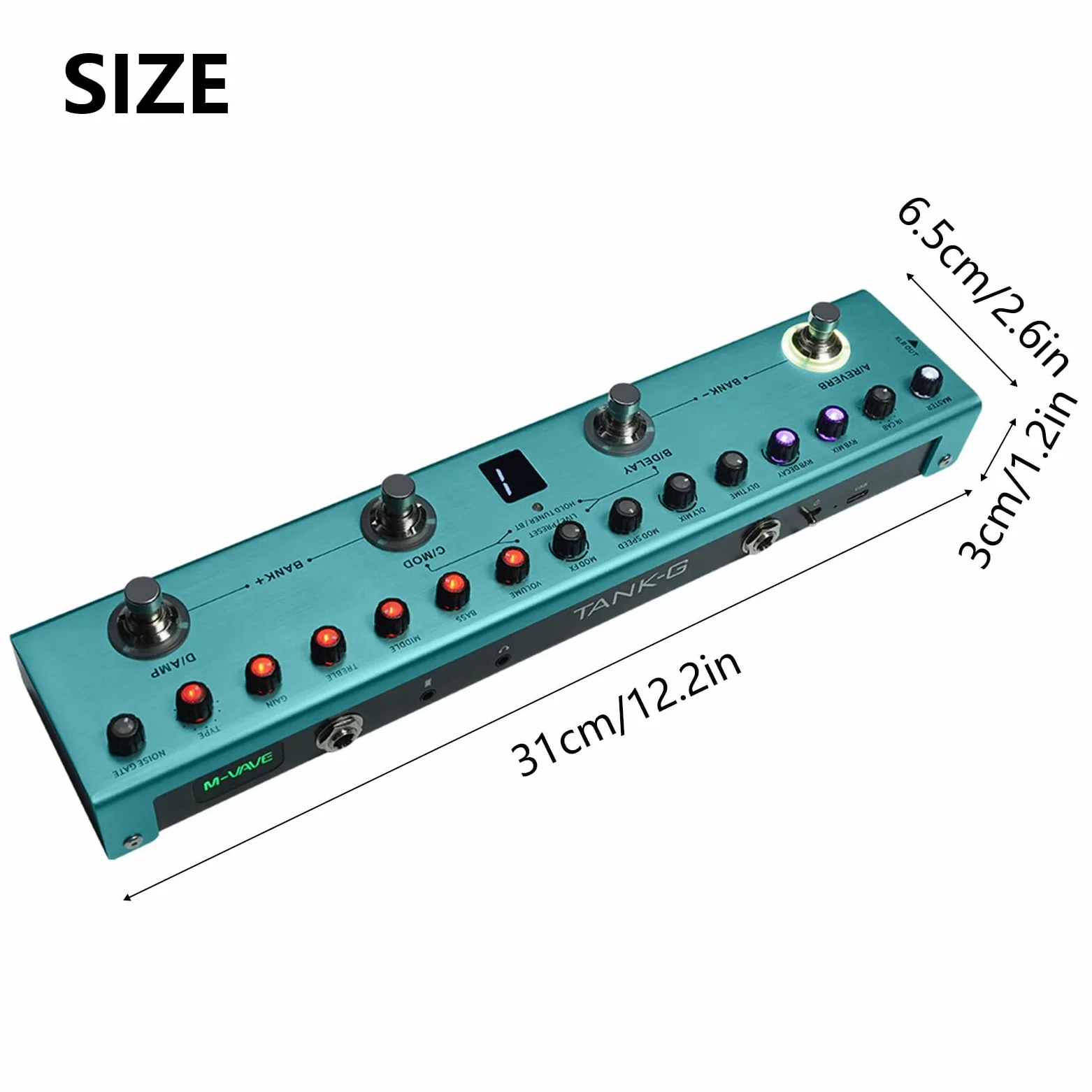 Btuty Pedale Multieffetto Per Chitarra, TANK G V2 Decelerazione, Equalizzatori A 3 Bande Uscita Bilanciata XLR 3 Delay 3 Riverberi Pedale Effetti Per Chitarra Connessione BT