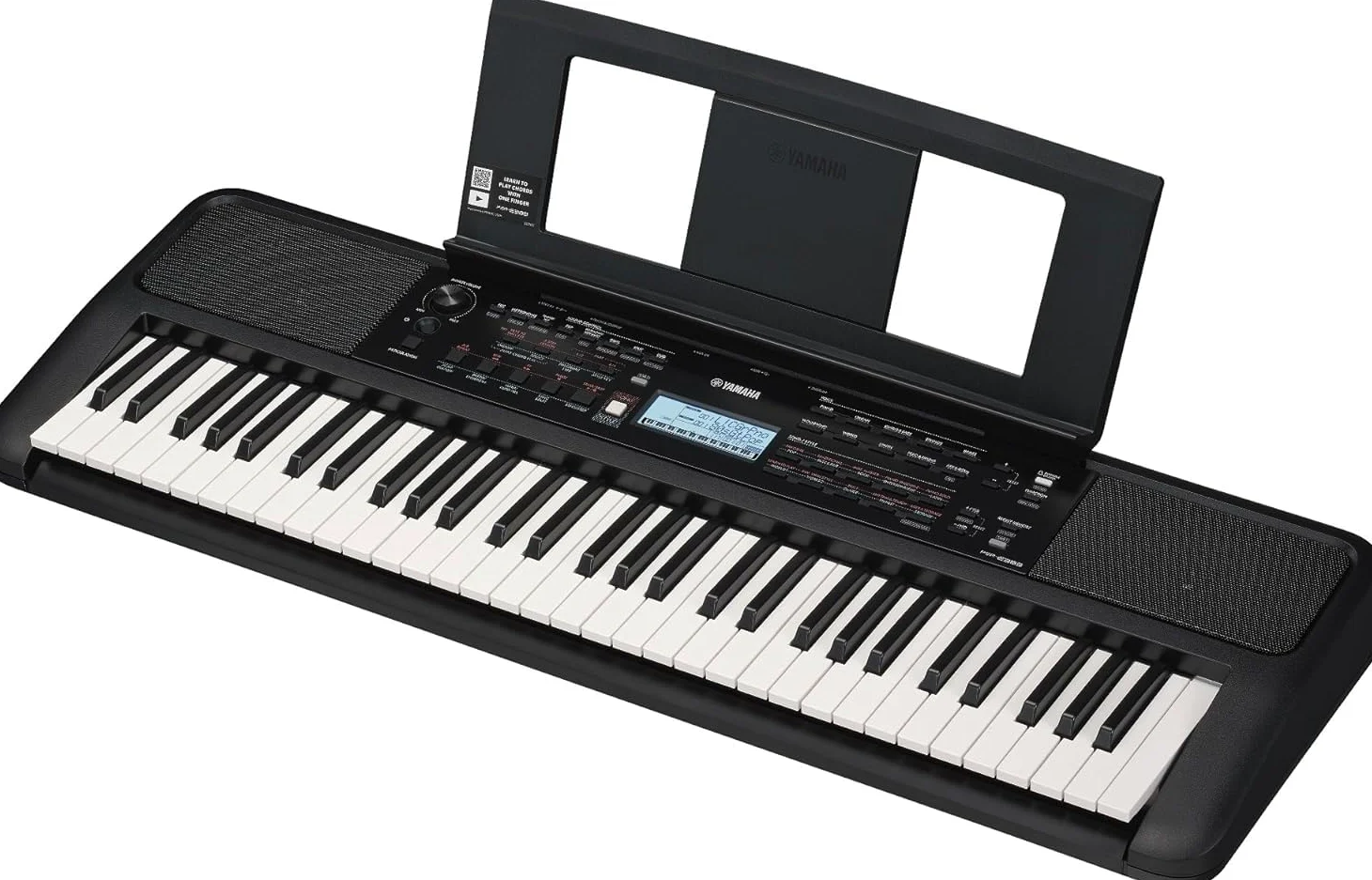 Yamaha Tastiera portatile PSR-E383 per principianti in dotazione con cuffie HPH-100, supporto per tastiera L-2C e pedale sustain
