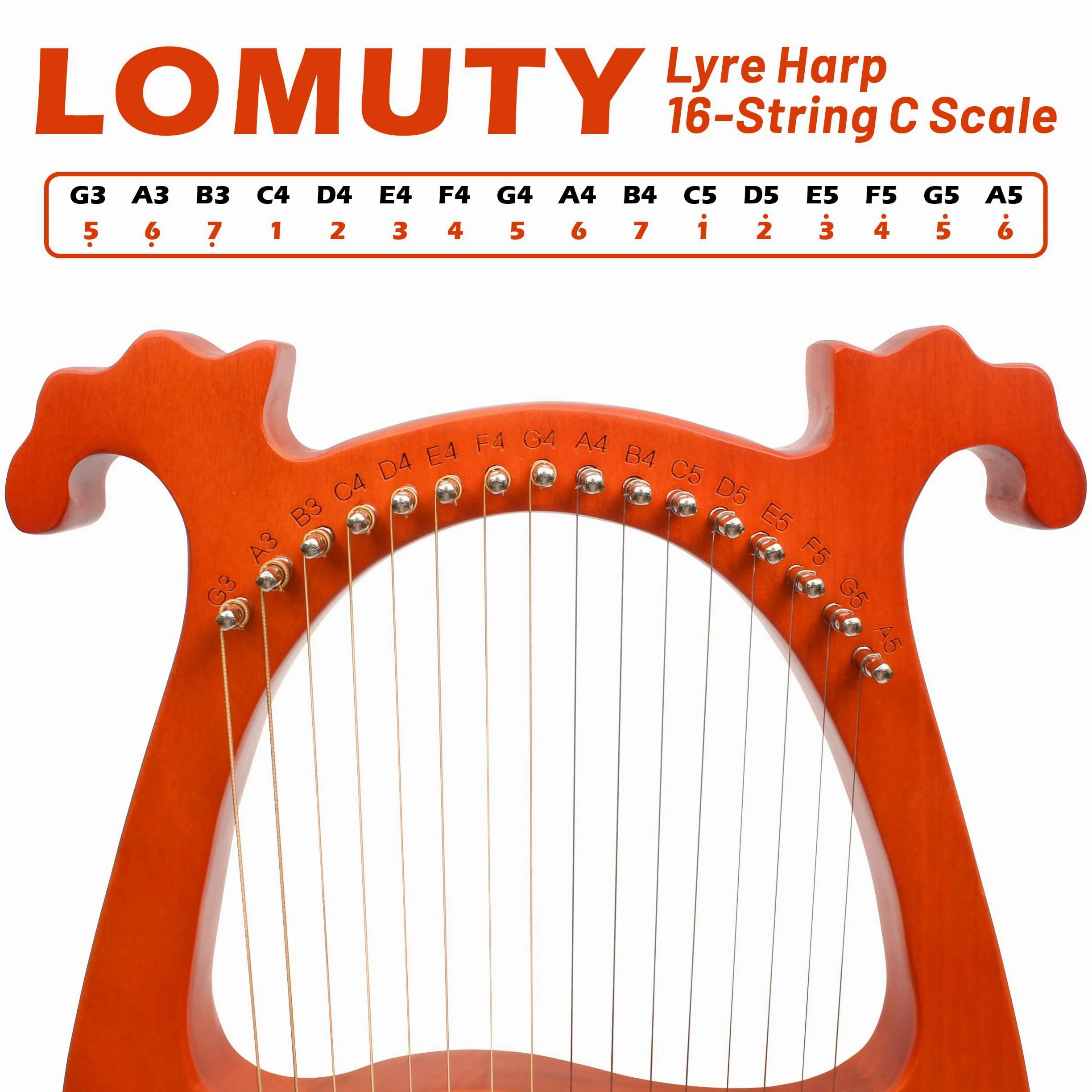 Arpa Lira 16 Corde In Mogano Arpa Piccola Strumento Musicale Lyres Lyre Harp Con Chiave Di Tunning, Tutorial Musicale, Corda di Ricambio, Plettri, Panno di Pulizia, Marrone, Antlered
