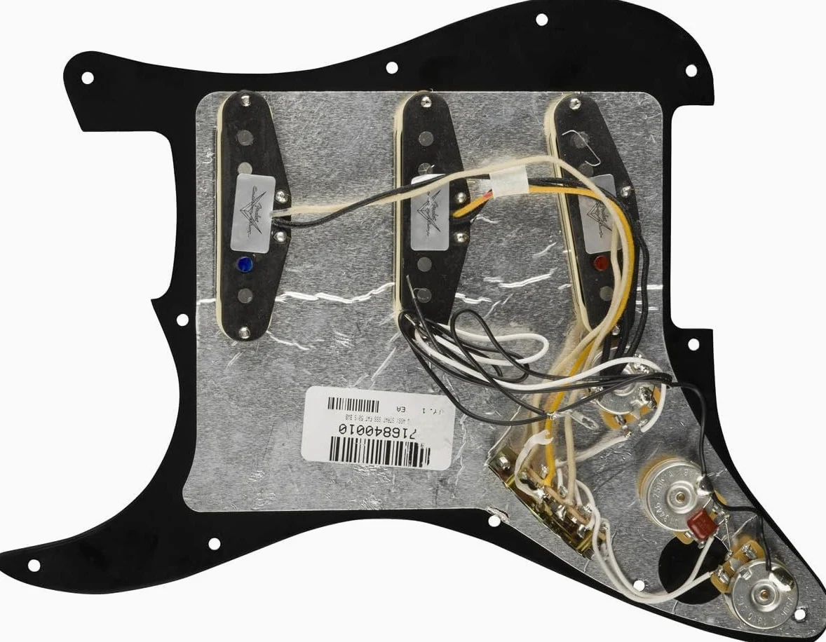 Fender PickGuard Pre-cablato Strat Negozio Personalizzato Fat 50's - S / S / S - Pergamment White