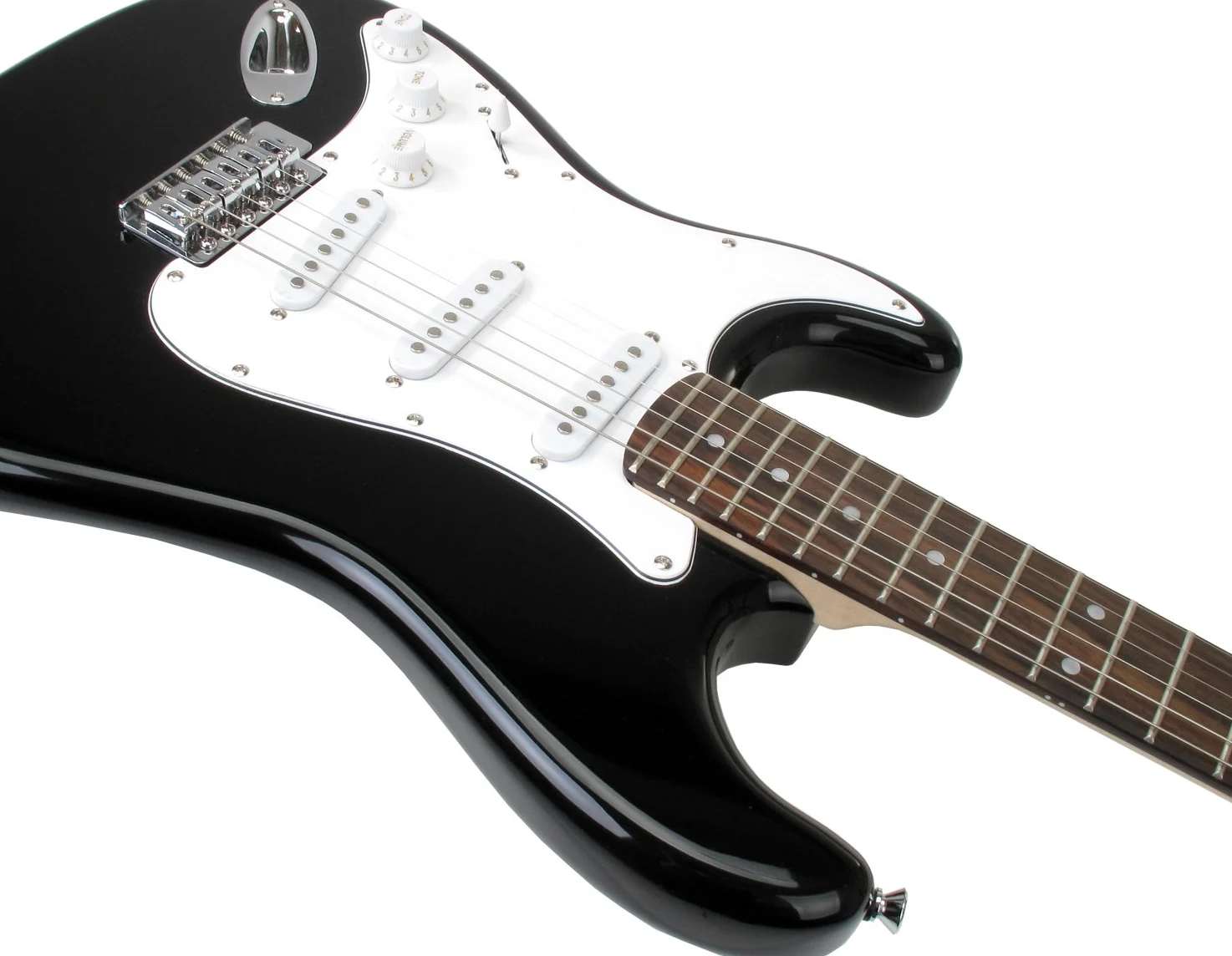 Rocktile Pro ST3-BK Chitarra Elettrica Nera per Mancini + Scuola, 22 tasti | Rocktile Pro Lefty Chitarra Elettrica, Modello per mancini, 3 single coil, Tastiera in palissandro, Corpo in tiglio, Peso: 4